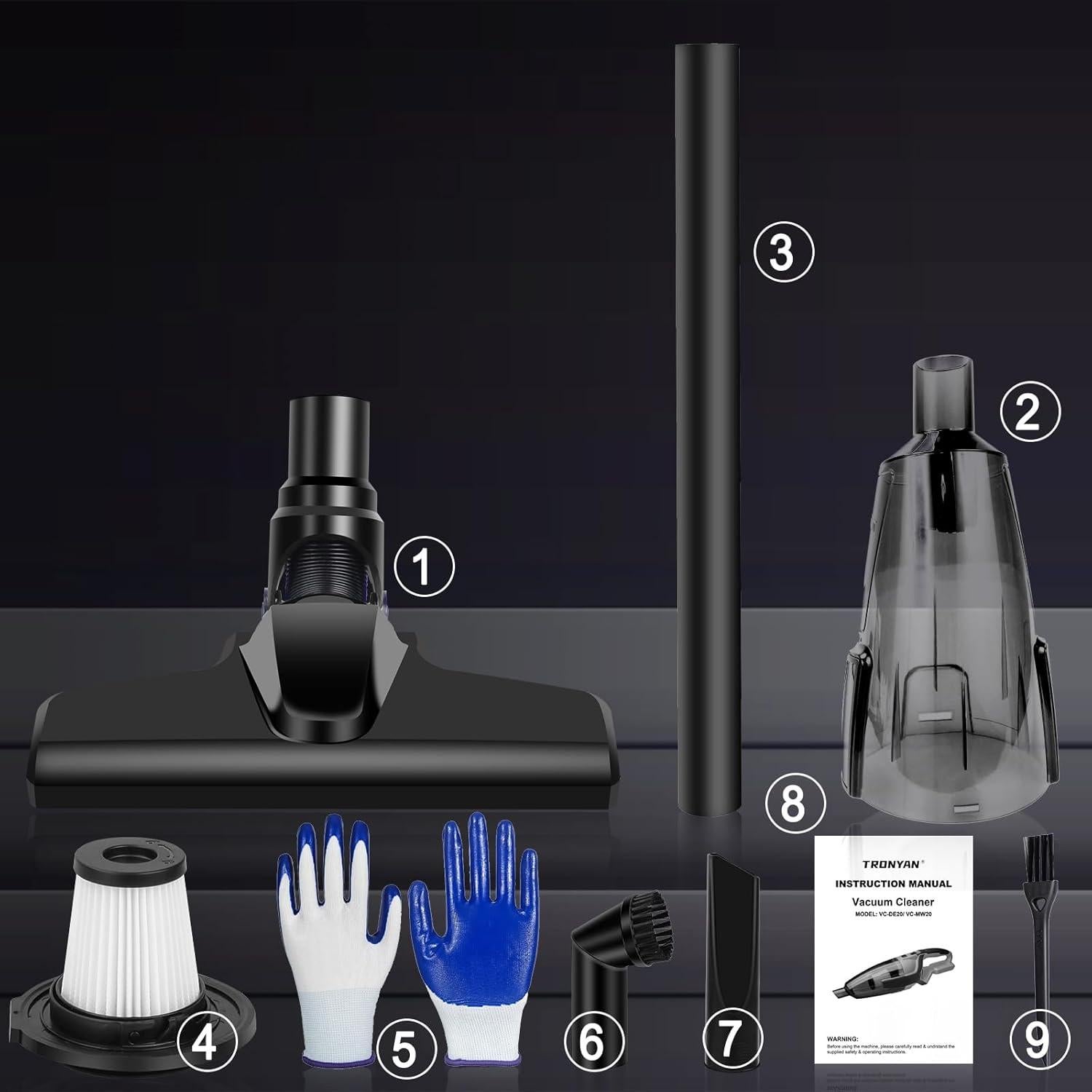 Aspiradora Inalámbrica TRONYAN VC-MW20 120W 18V para Hogar y Coche