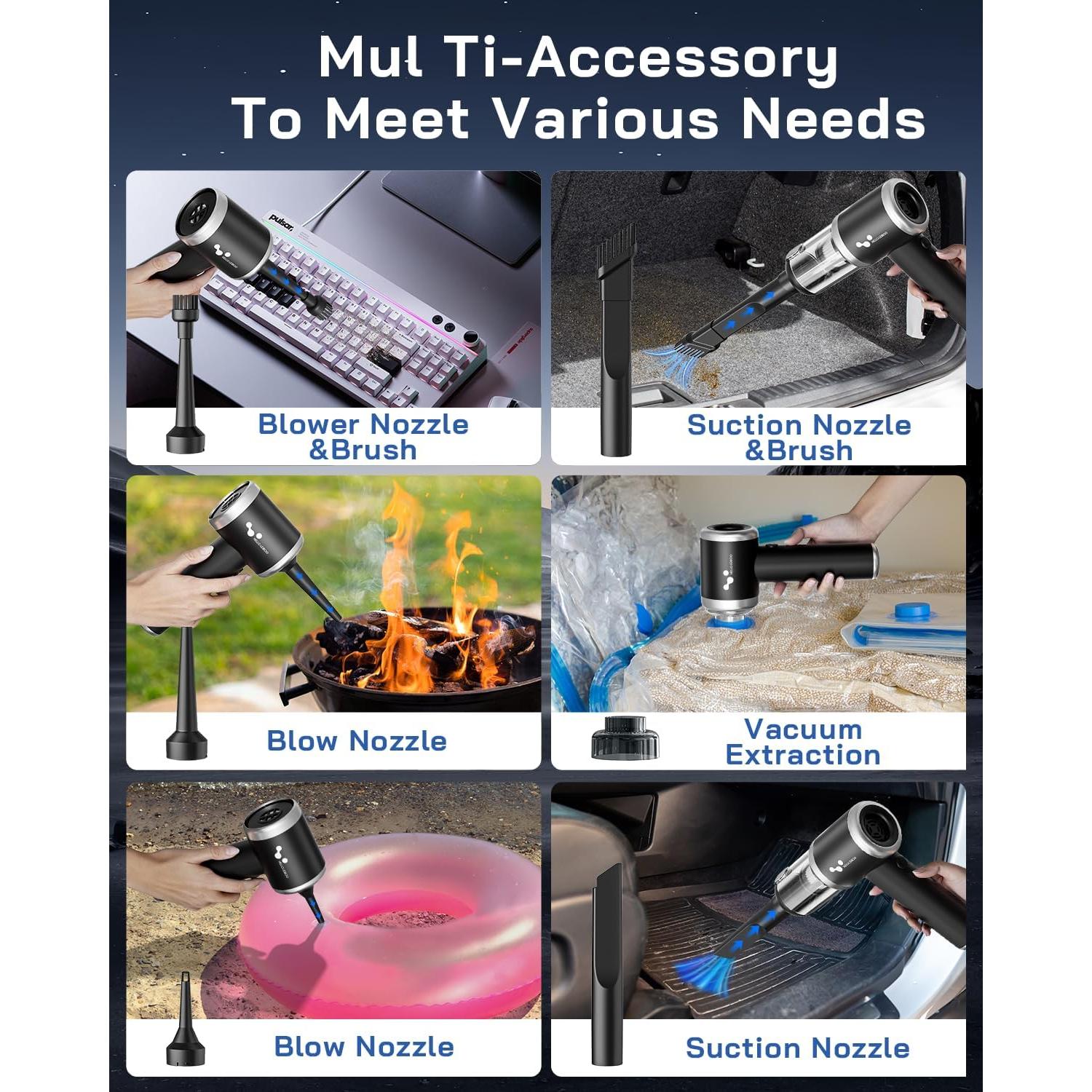 Aspiradora de Mano Inalámbrica helloleiboo 16000PA 120W HEPA