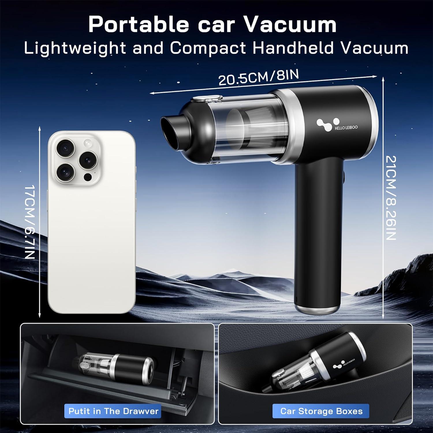 Aspiradora de Mano Inalámbrica helloleiboo 16000PA 120W HEPA