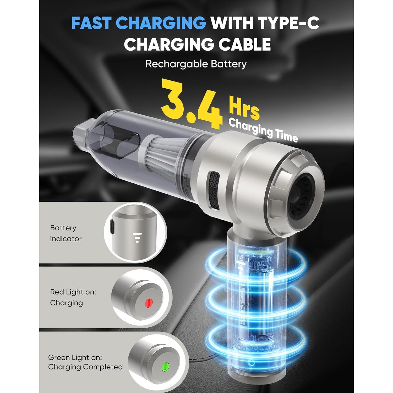 Aspiradora de Mano Inalámbrica Chufa CUAQP011003 21000Pa