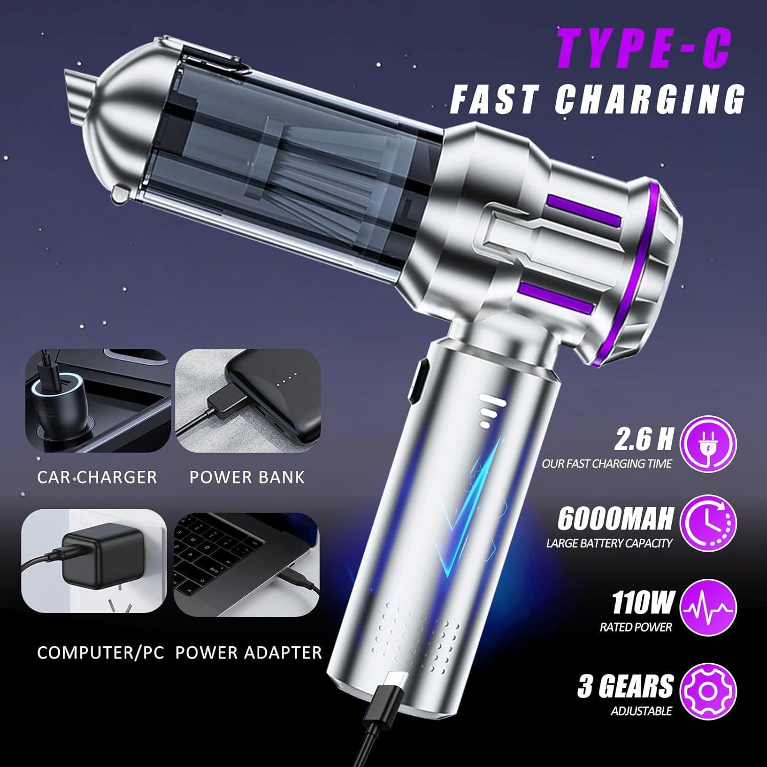 Aspiradora de Mano Inalámbrica BIYQFCR 16000Pa Portátil