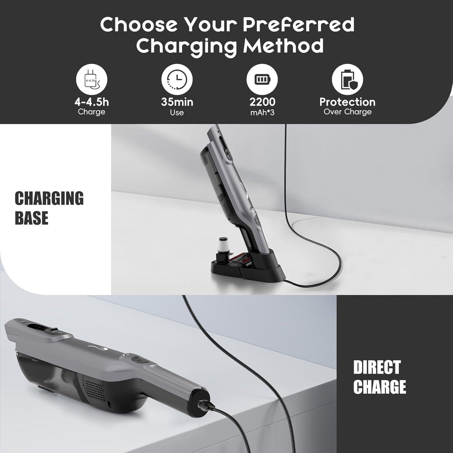 Aspiradora de Mano Inalámbrica AYONTIN HC-06 Plata 200ml