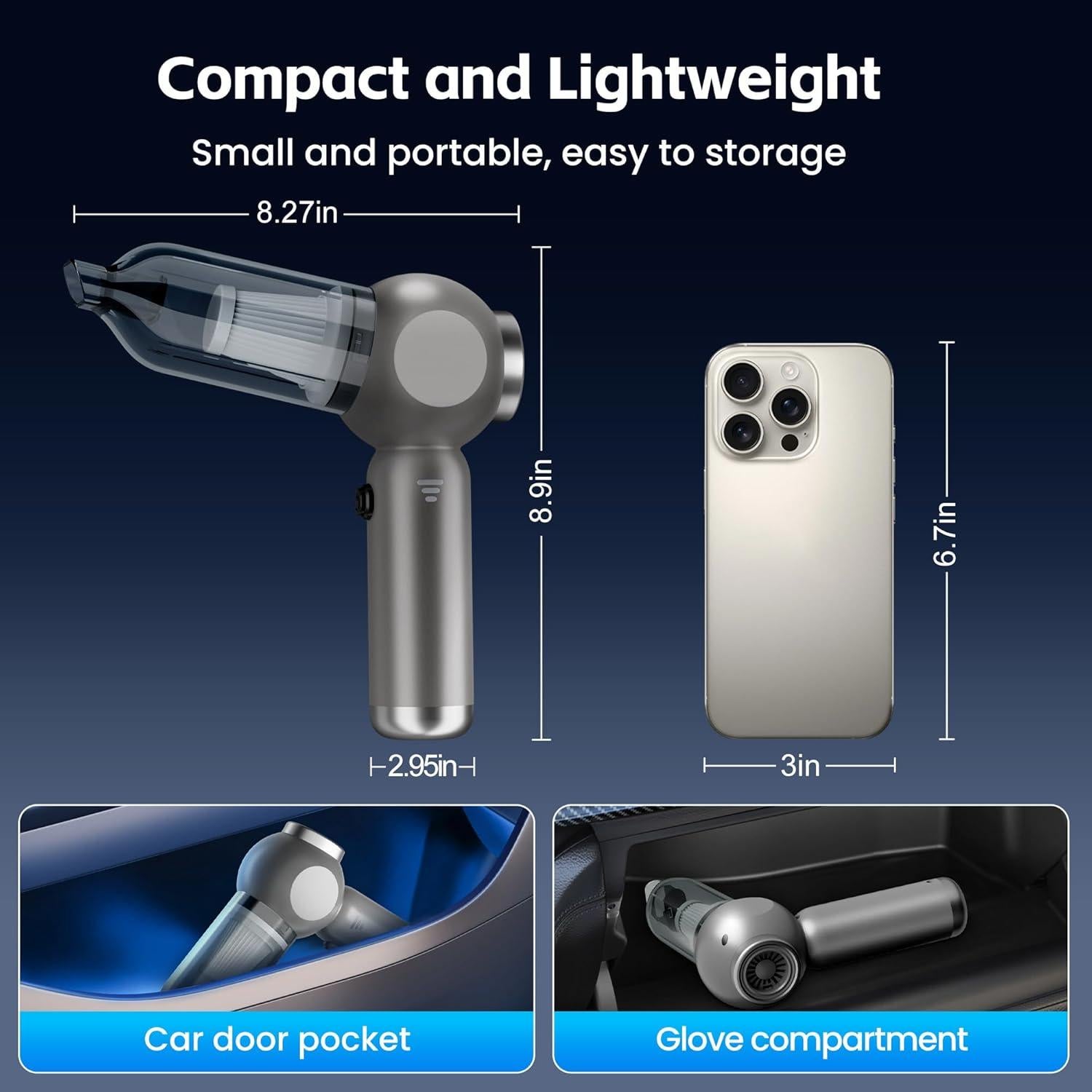 Aspiradora de Coche Portátil HOMIGIFTY ST-6697APlus 17500Pa