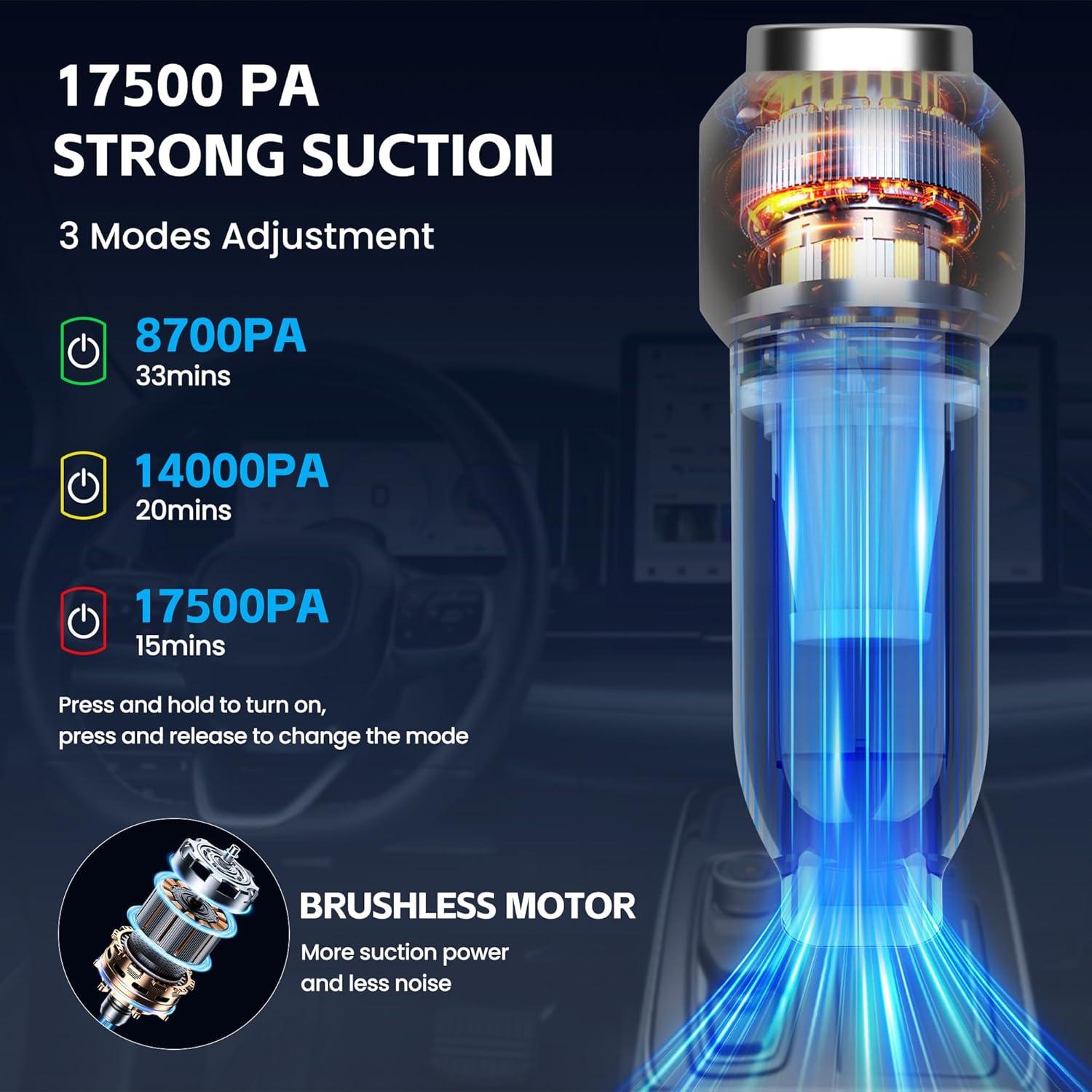 Aspiradora de Coche Portátil HOMIGIFTY ST-6697APlus 17500Pa