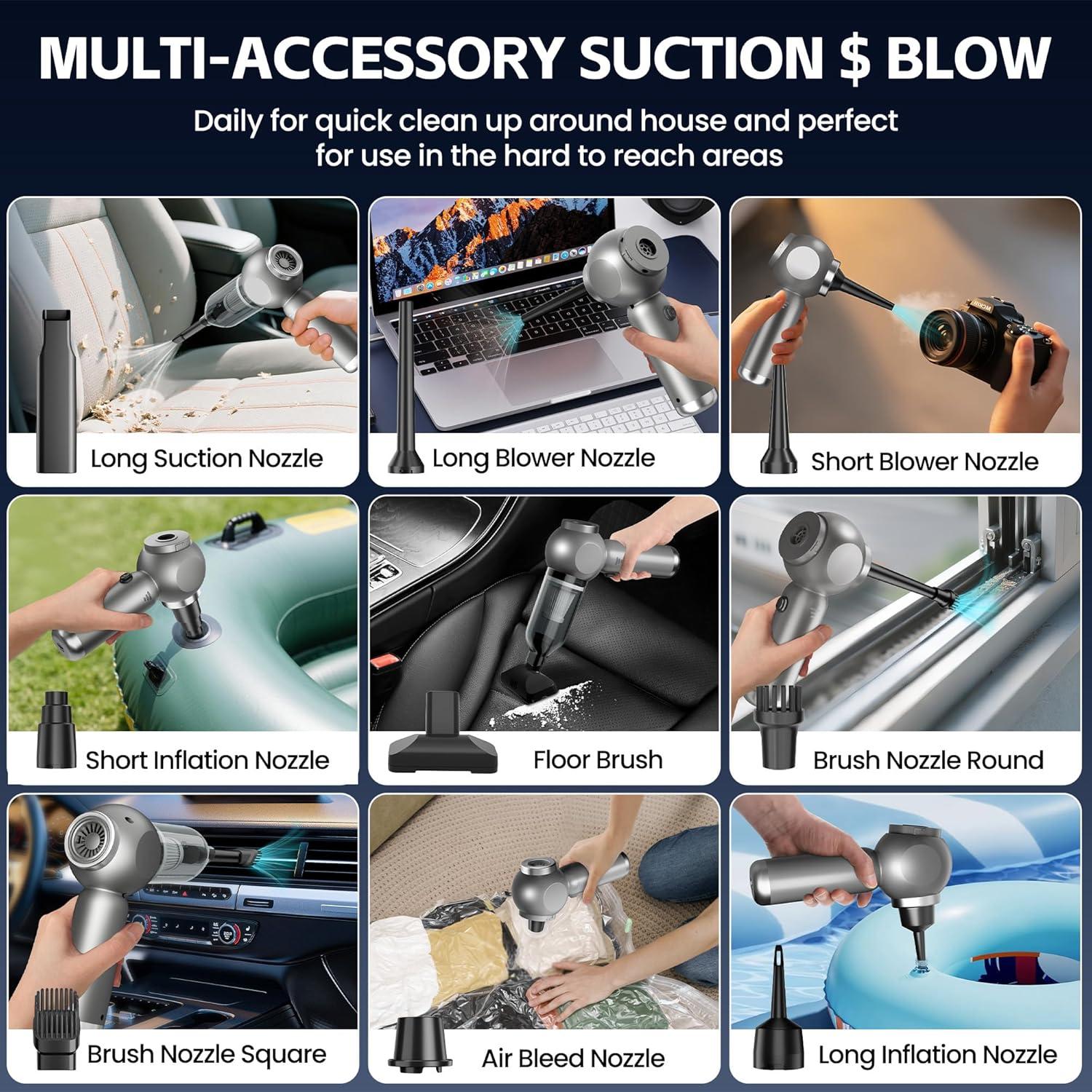 Aspiradora de Coche Portátil HOMIGIFTY ST-6697APlus 17500Pa