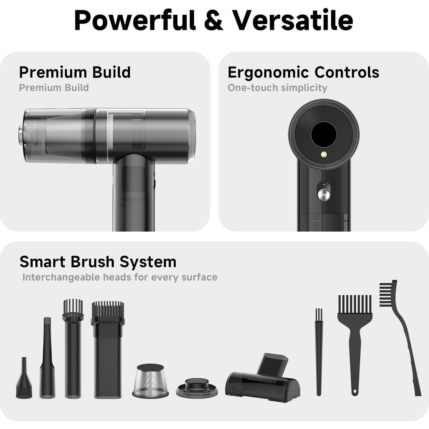 Aspiradora de Coche Mottinhill D120 4-en-1 Sin Cable 15,000Pa