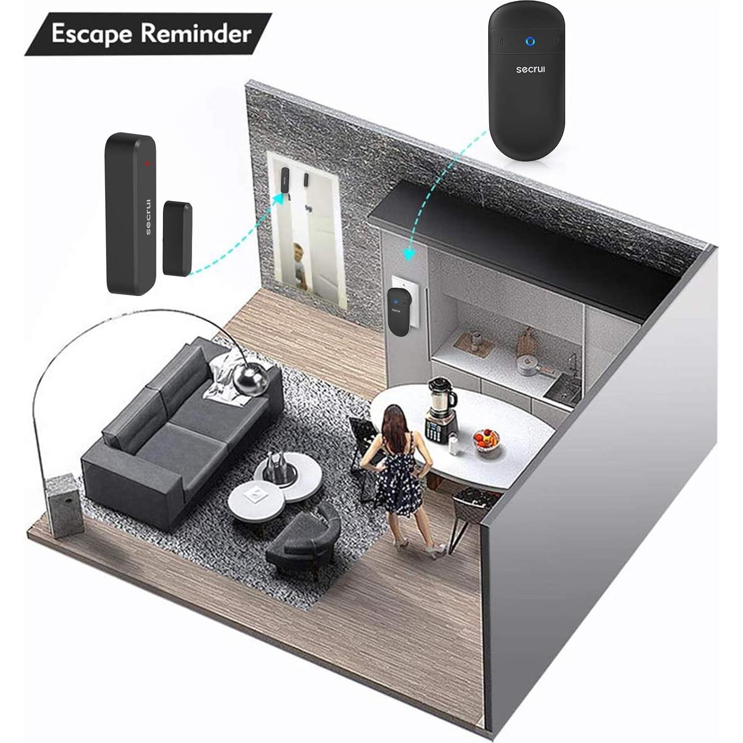 Timbre de puerta inalámbrico SECRUI con 2 sensores y 52 timbres