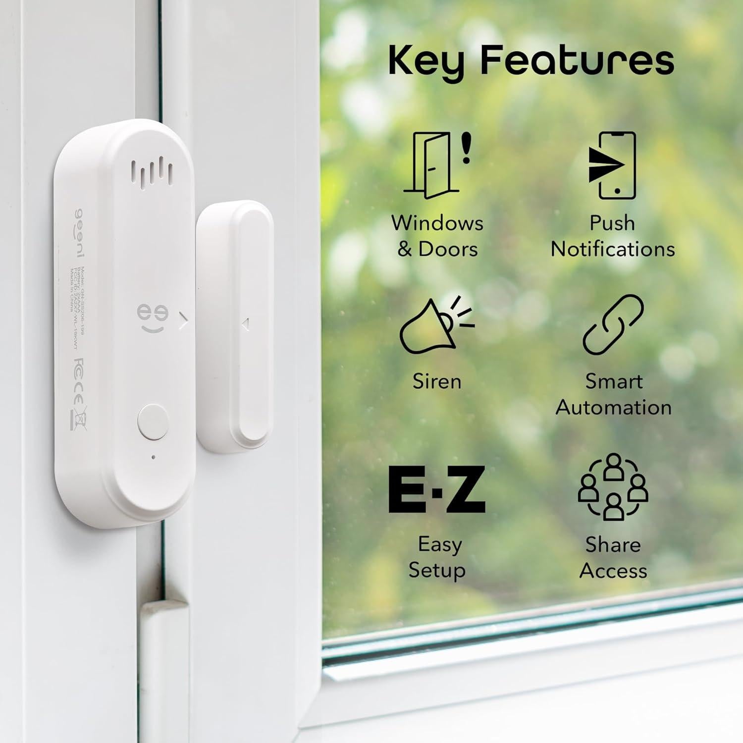 Sensor de Alarma Inteligente Geeni 2 Paquetes WiFi con Sirena