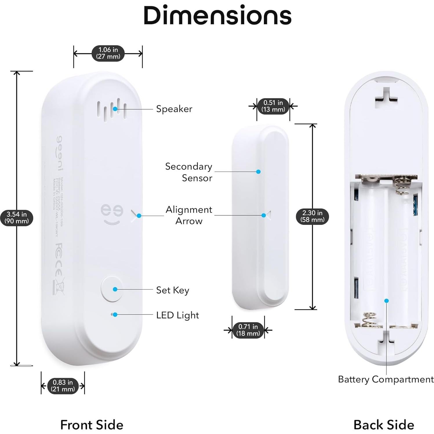 Sensor de Alarma Inteligente Geeni 2 Paquetes WiFi con Sirena