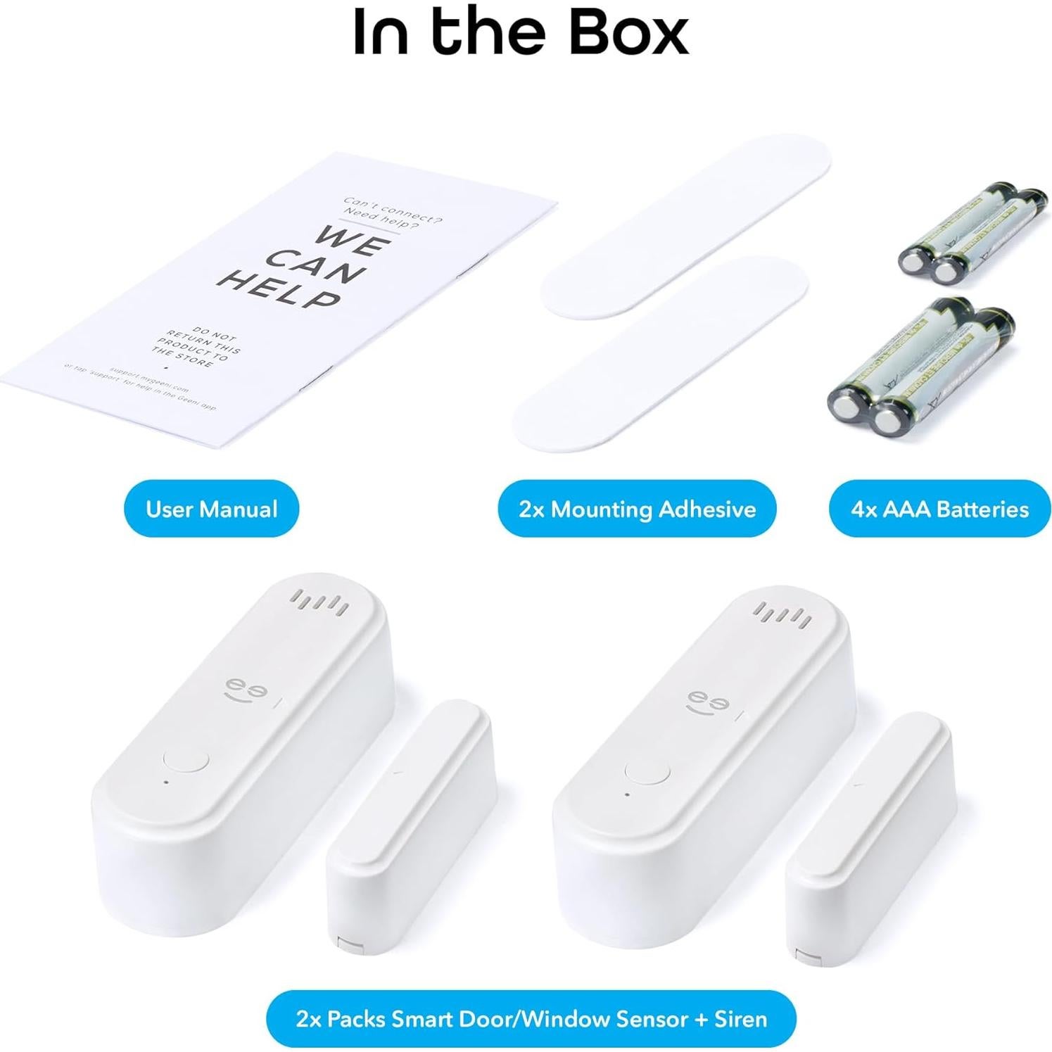 Sensor de Alarma Inteligente Geeni 2 Paquetes WiFi con Sirena