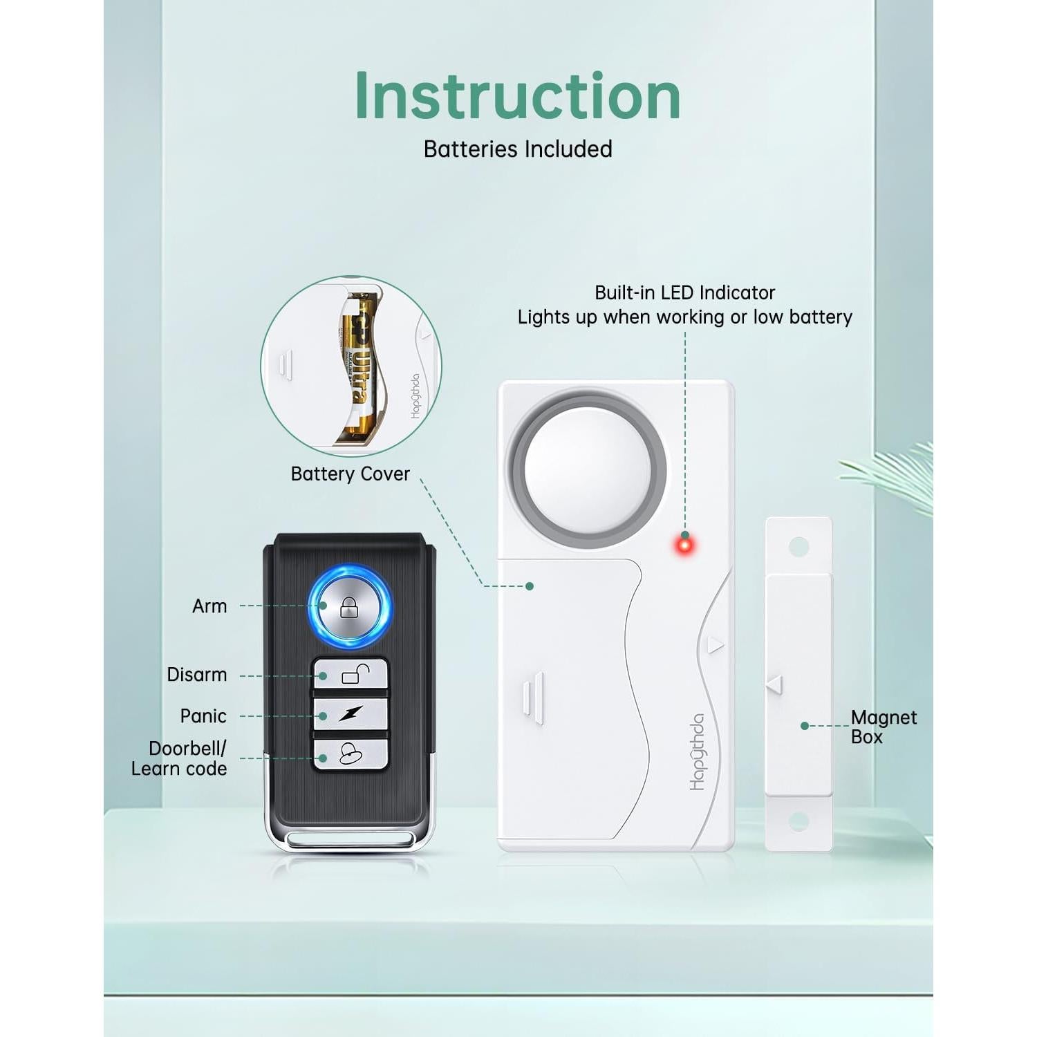 Alarma de Puerta HAPYTHDA con Control Remoto - Paquete de 2