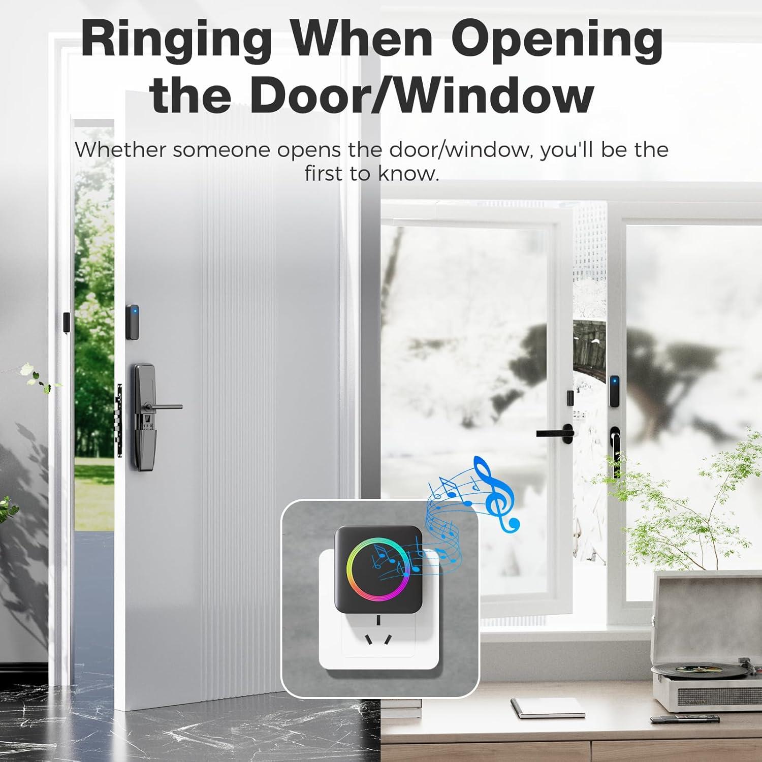 Timbre Inalámbrico Satisure con Sensor de Puerta Negro