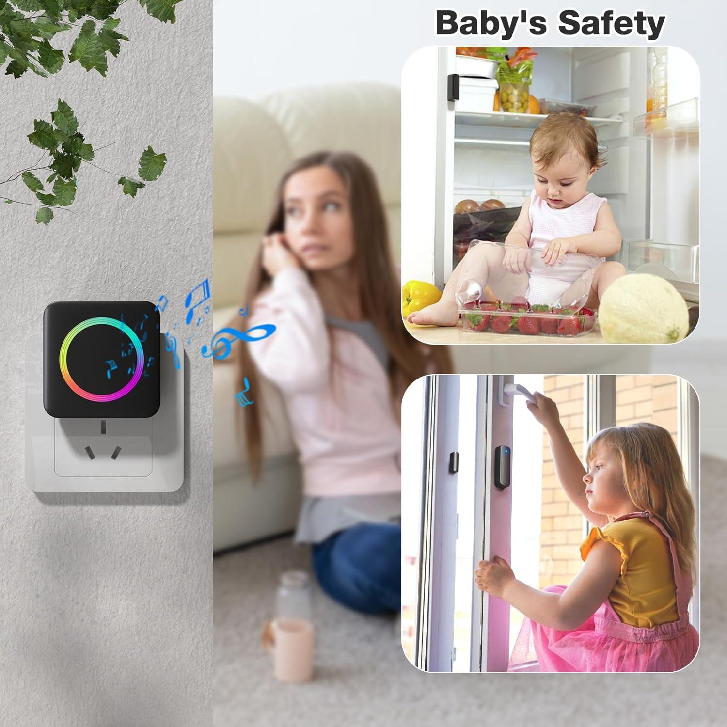 Timbre Inalámbrico Satisure con Sensor de Puerta Negro