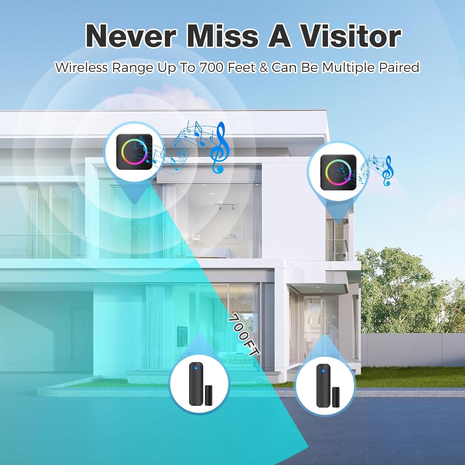 Timbre Inalámbrico Satisure con Sensor de Puerta Negro