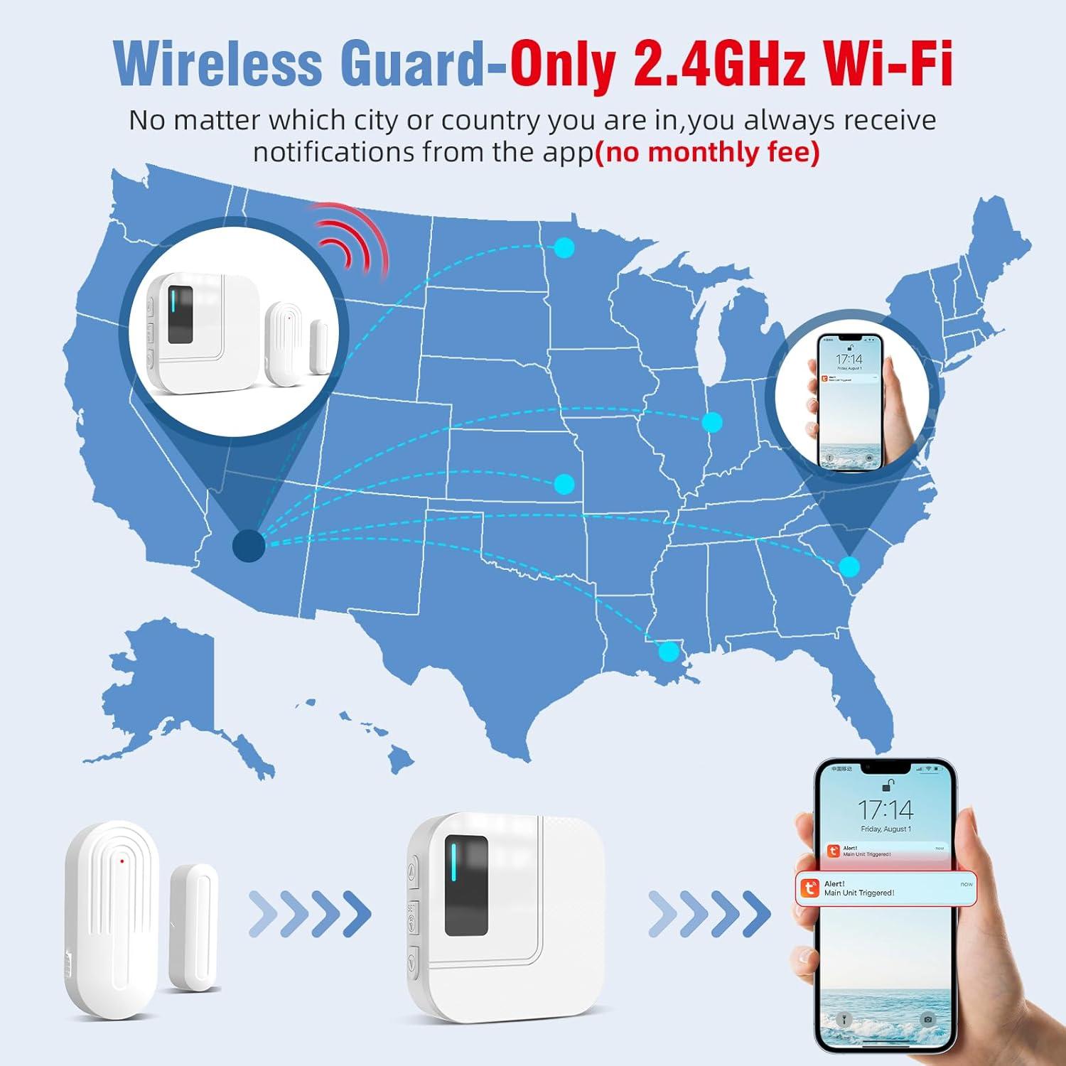 Timbre de Puerta WiFi Sanjie 2 Sensores 1 Receptor 500m