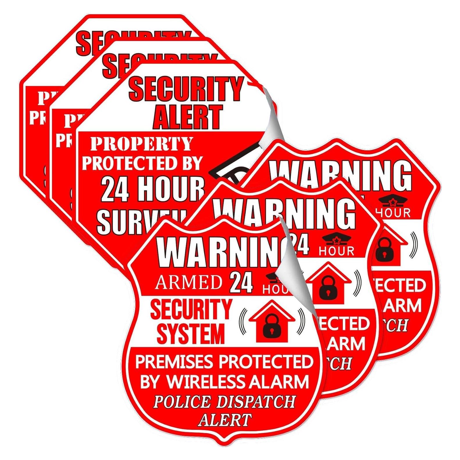 6 Etiquetas de Alarma de Cámara de Seguridad Pop Resin 7x8 cm