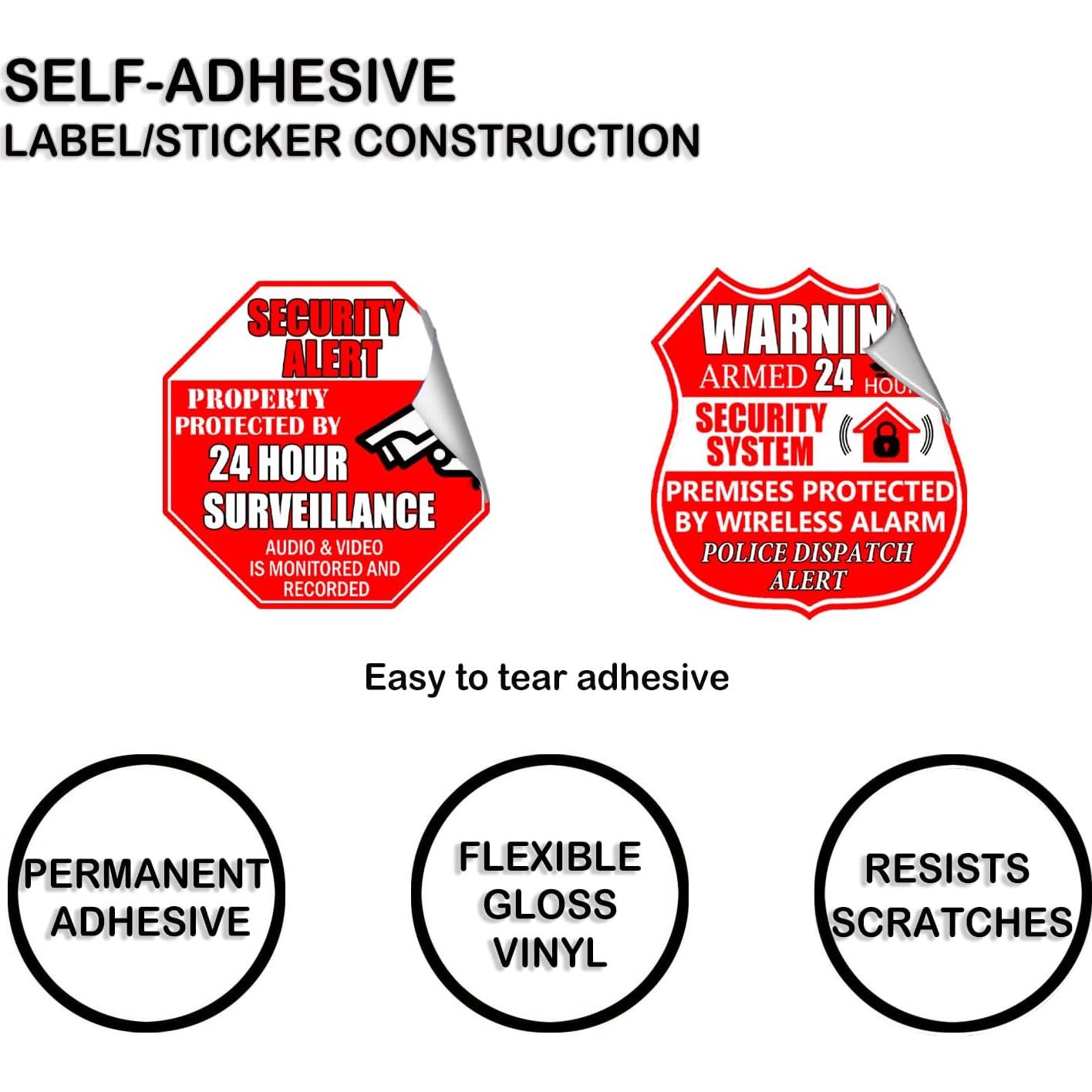 6 Etiquetas de Alarma de Cámara de Seguridad Pop Resin 7x8 cm