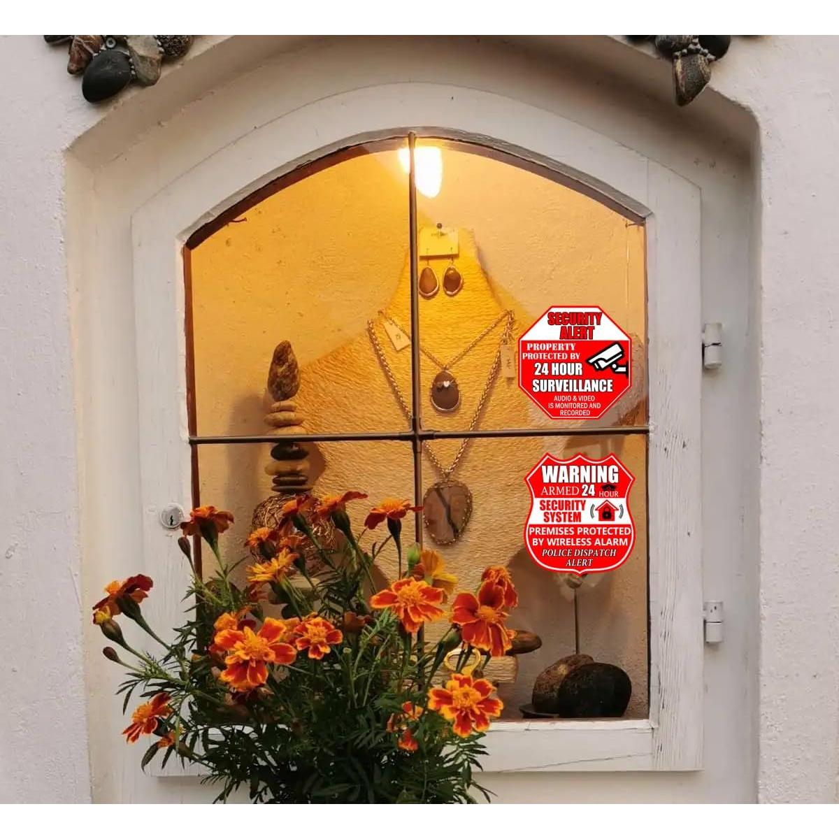 6 Etiquetas de Alarma de Cámara de Seguridad Pop Resin 7x8 cm