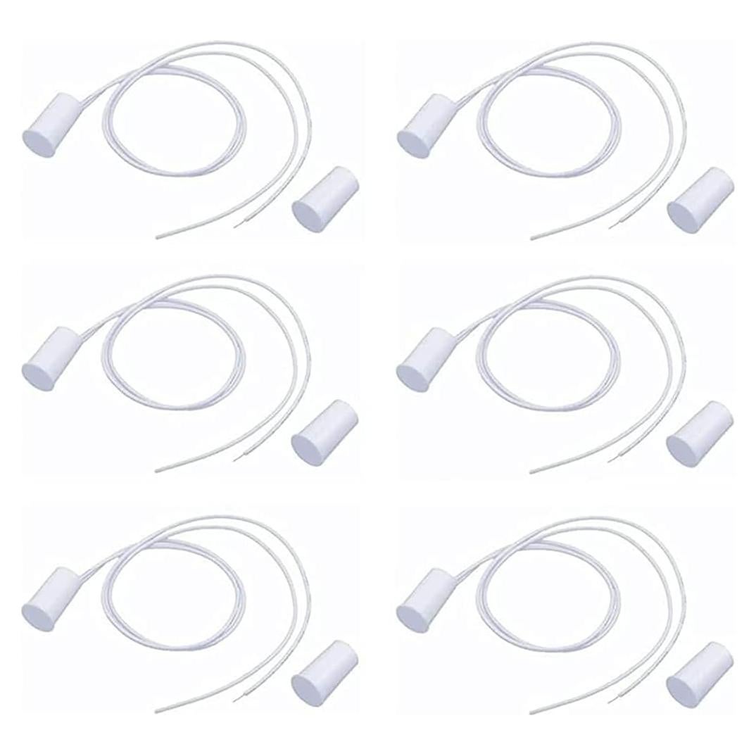6 Interruptores Reed Magnéticos GDQLCNXB NC Cableados para Alarma