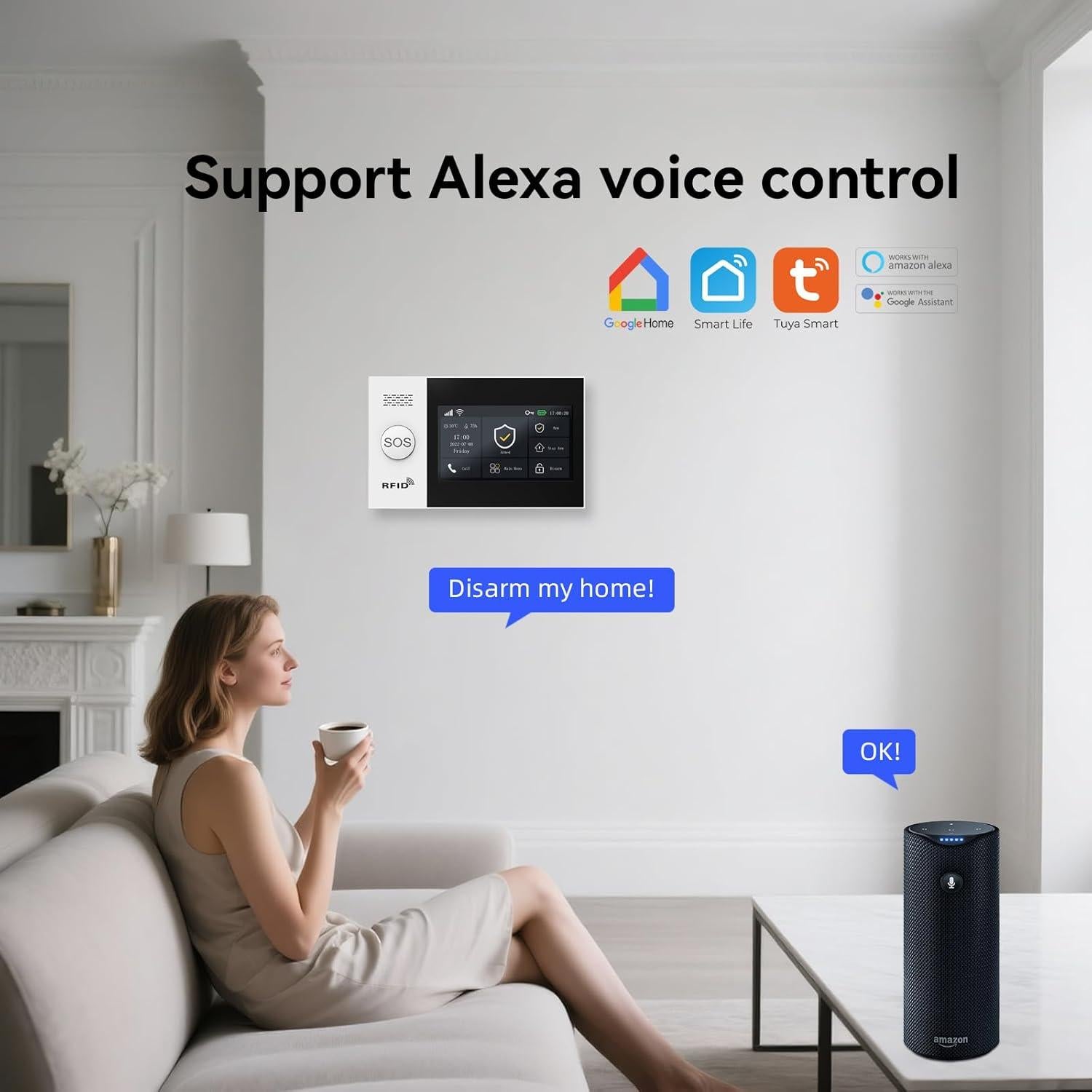 Sistema de Alarma Inalámbrico WiFi Hapippofa A107-E para Hogar