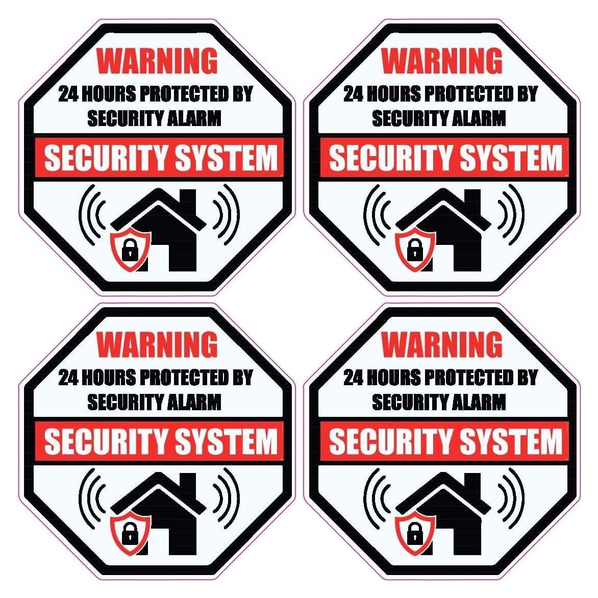 Paquete de 4 Etiquetas de Vinilo WSQ para Alarma de Seguridad 8.89 cm