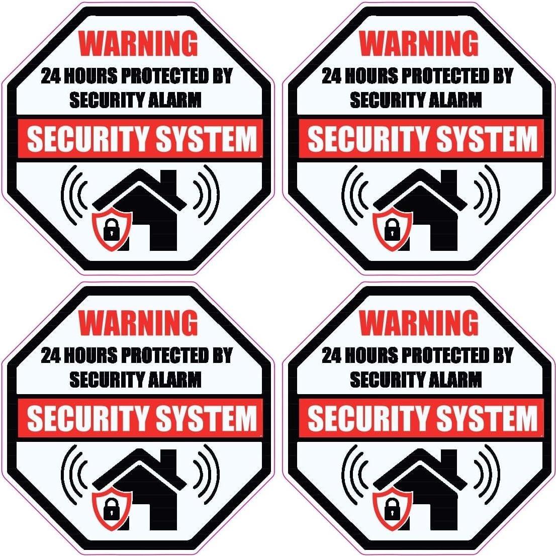 Paquete de 4 Etiquetas de Vinilo WSQ para Alarma de Seguridad 8.89 cm