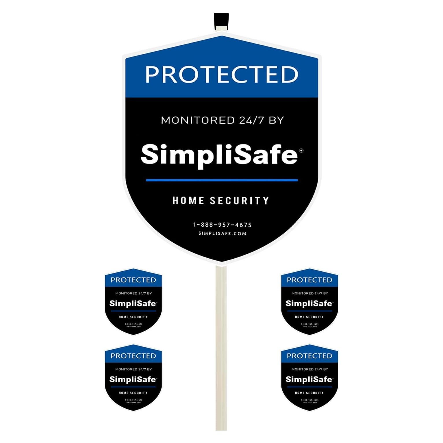 Cartel de Jardín SimpliSafe con 4 Calcomanías de Seguridad