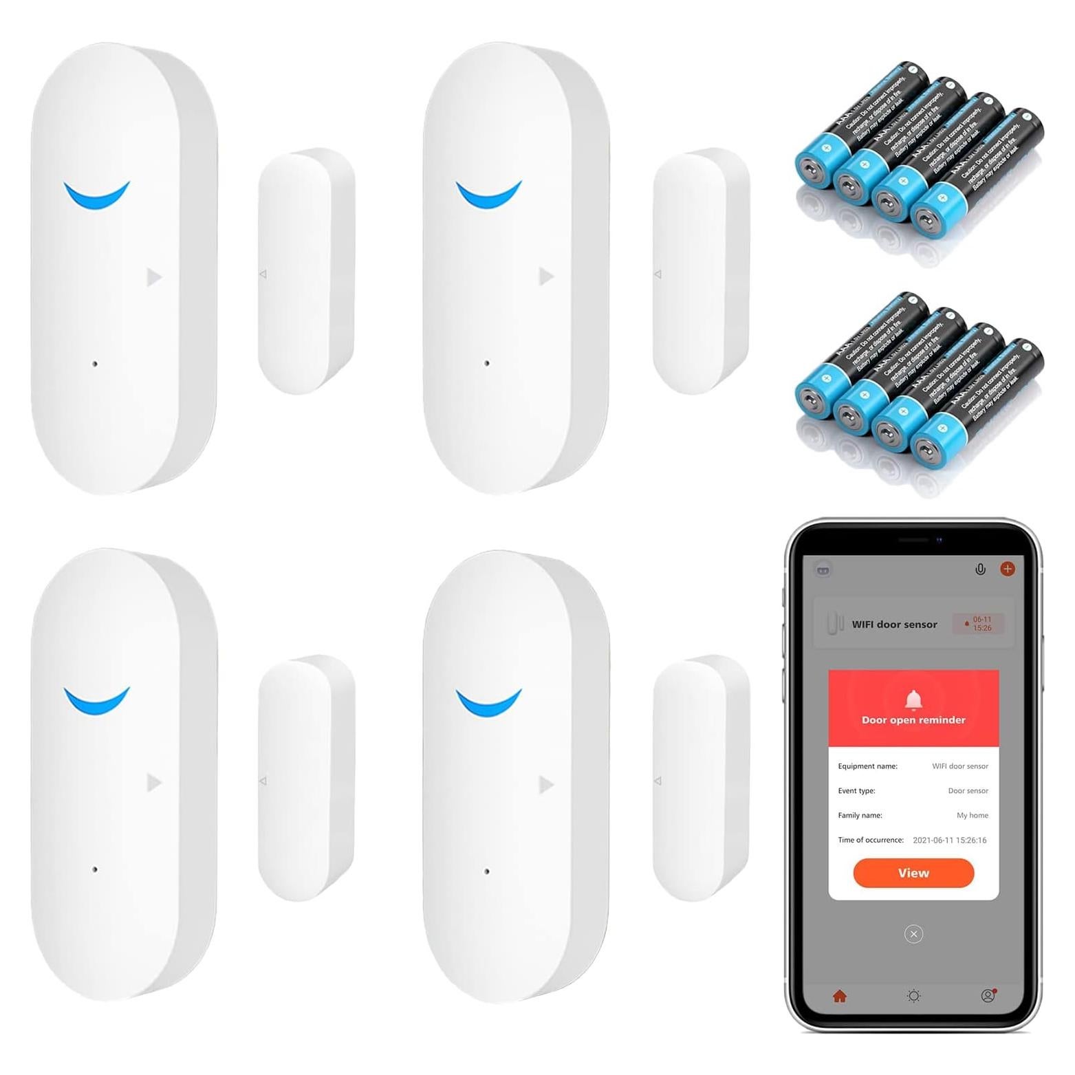 Sensor de Puerta Inteligente Molczov WiFi 4 Paquete con Baterías