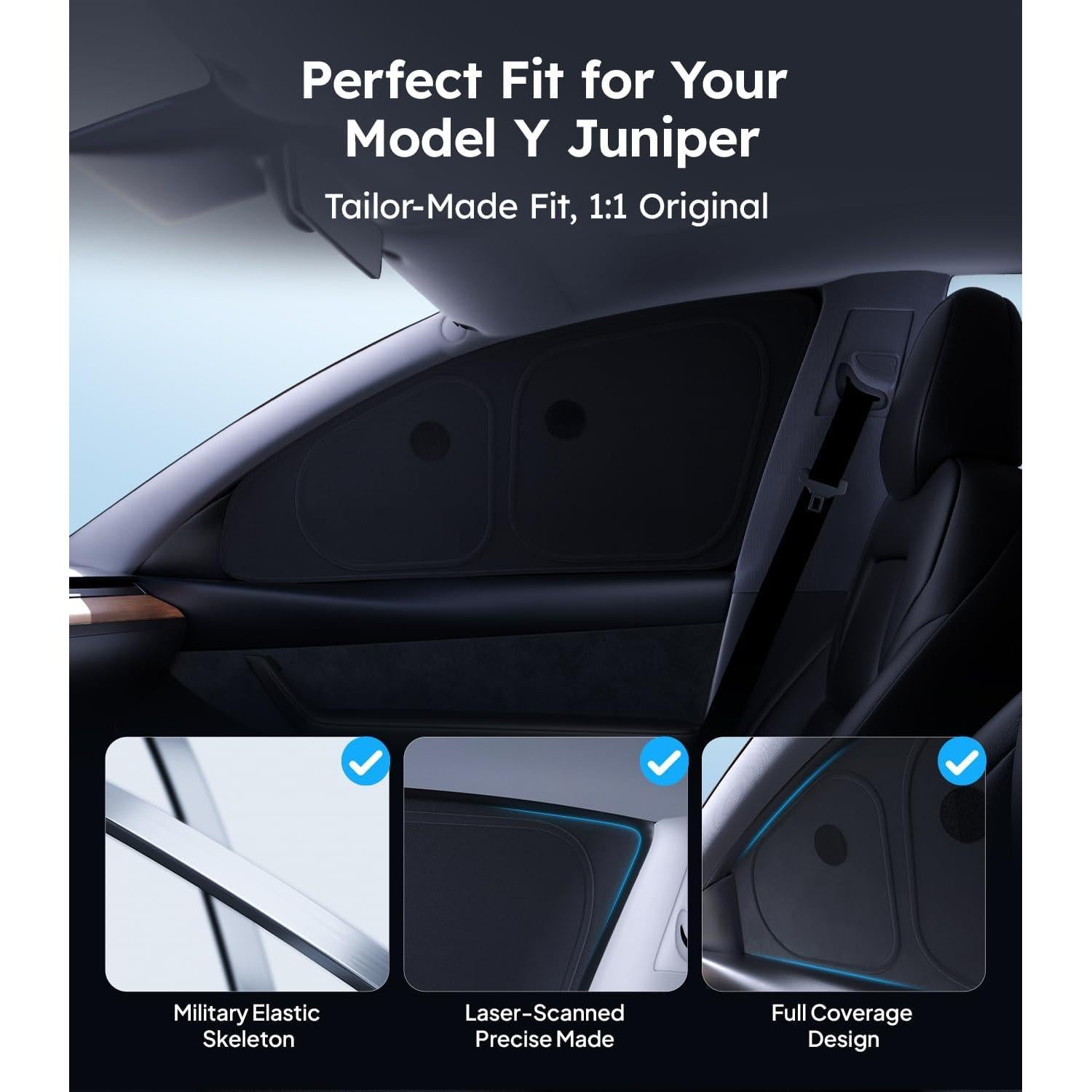 Cortinas de Ventana Lateral Wigoo 7PCS para Tesla Modelo Y 2025