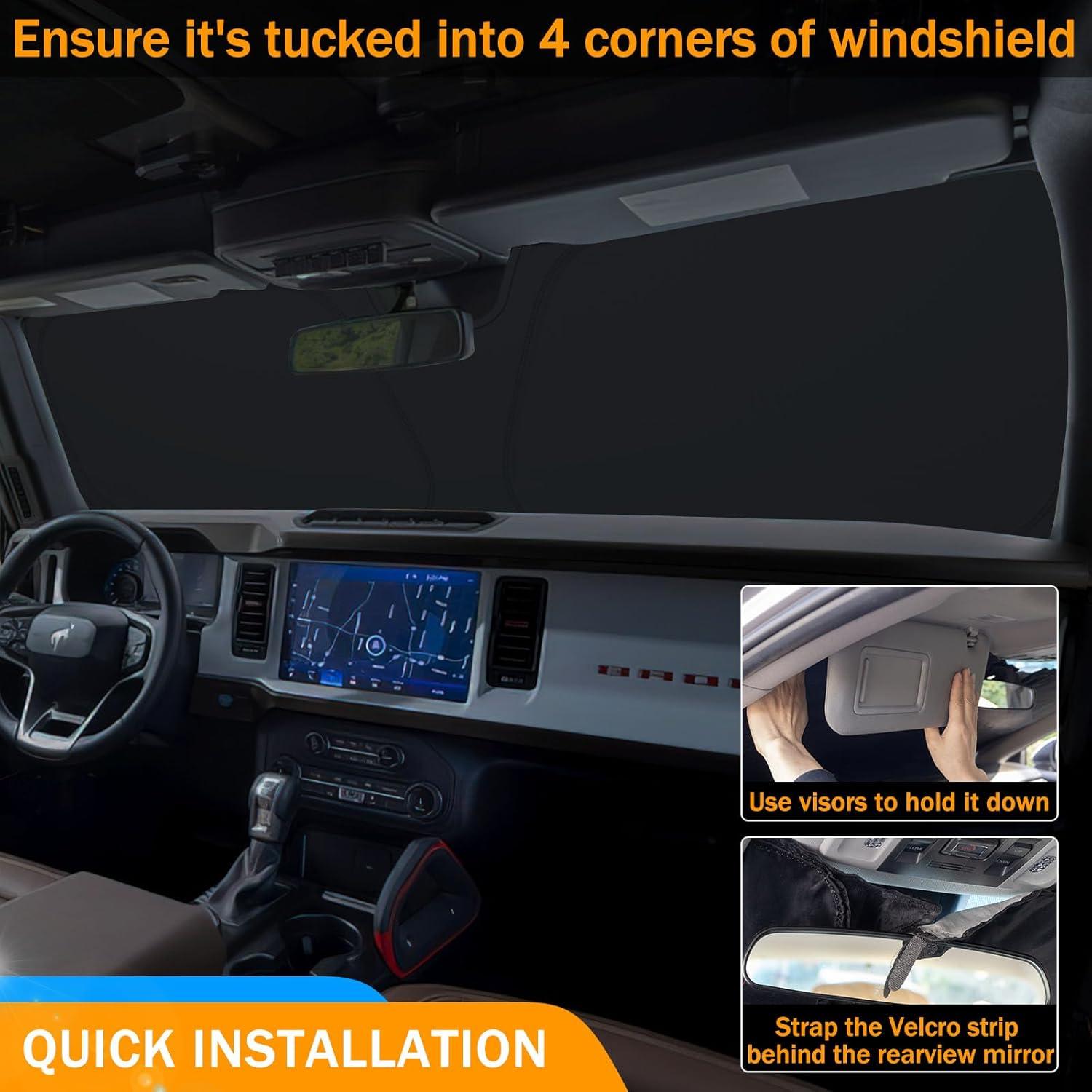 Parasol Plegable TOPINSTALL para Parabrisas Ford Bronco 2021-2025