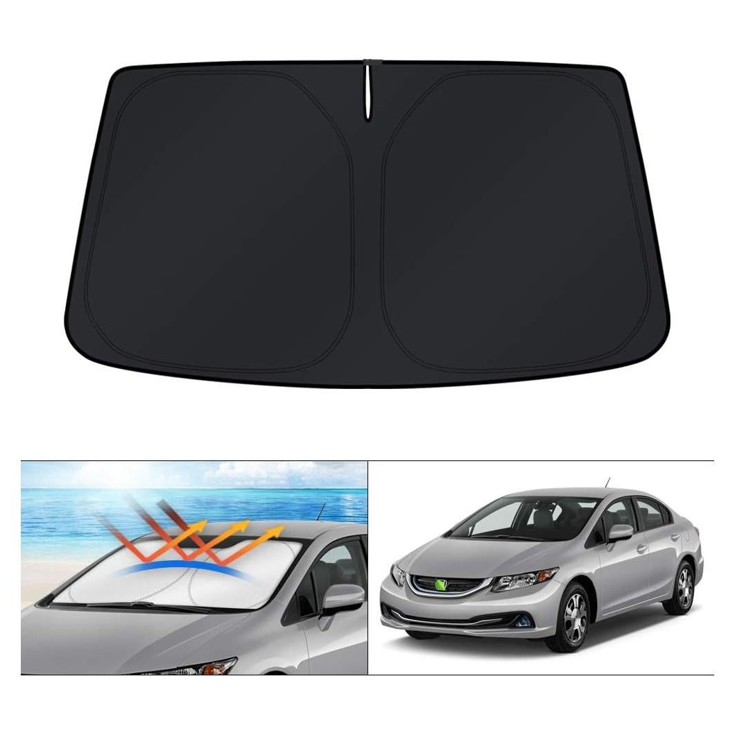 KUST Windshield Sun Shade for 2006-2015 Honda Civic Accessories, Custom Fit 4 Layers Car Honda Civic Front Window Sunshade Foldable Sun Visor Protector Blocks UV Rays Keep Your Car Cooler
