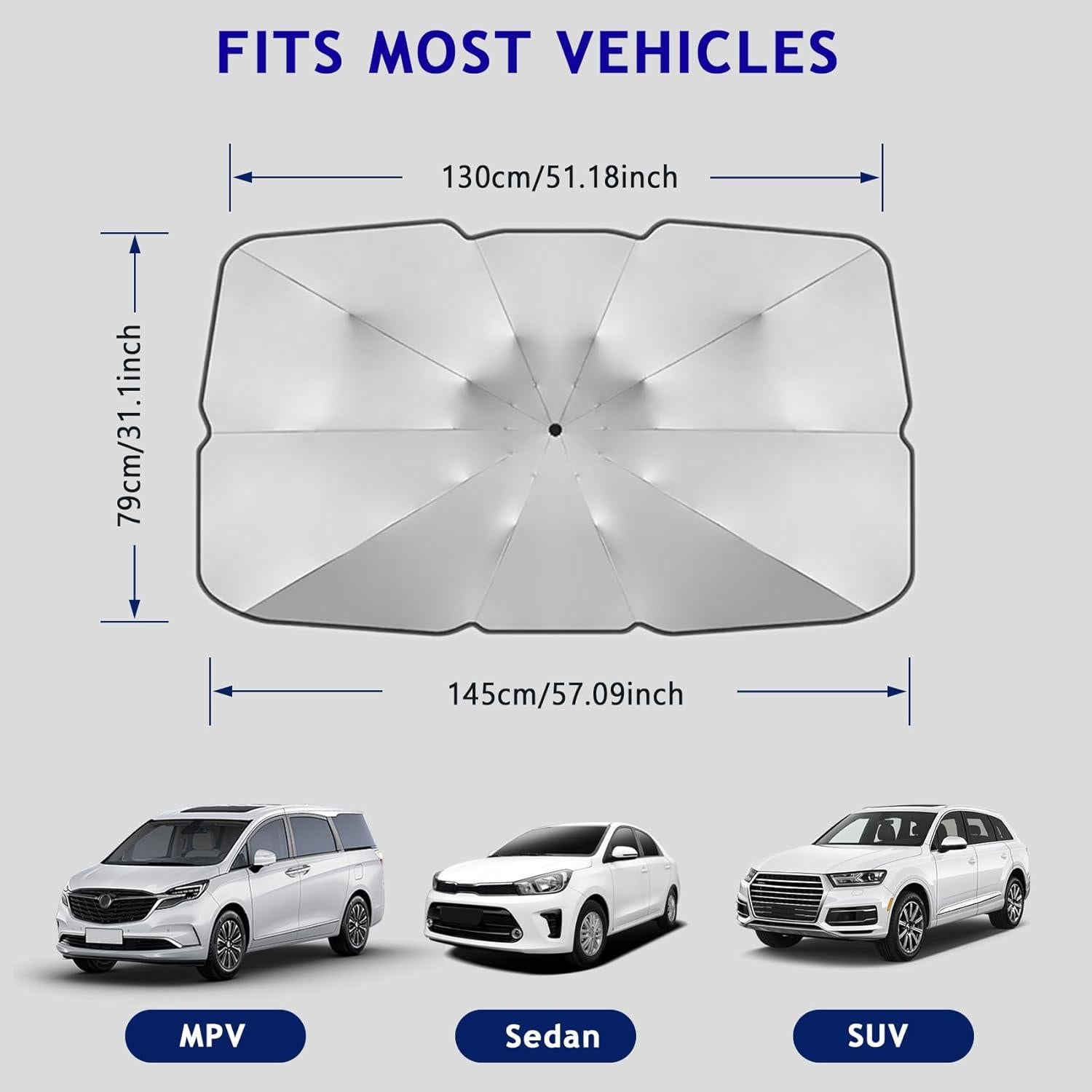 Sombrilla para Parabrisas de Coche WINUERK Universal 145x79cm