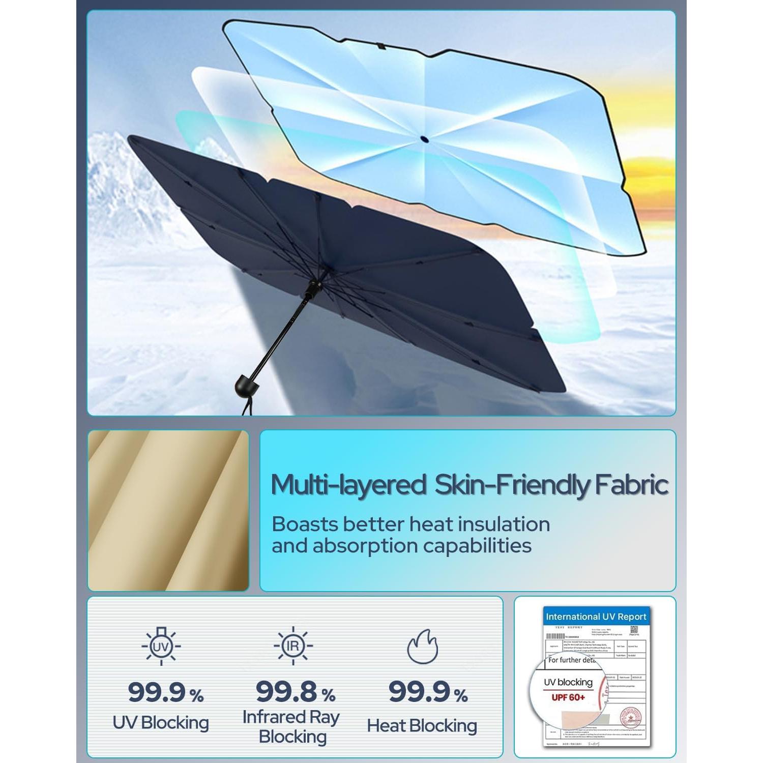 Sombra Retráctil para Parabrisas de Coche Utos 145x84cm