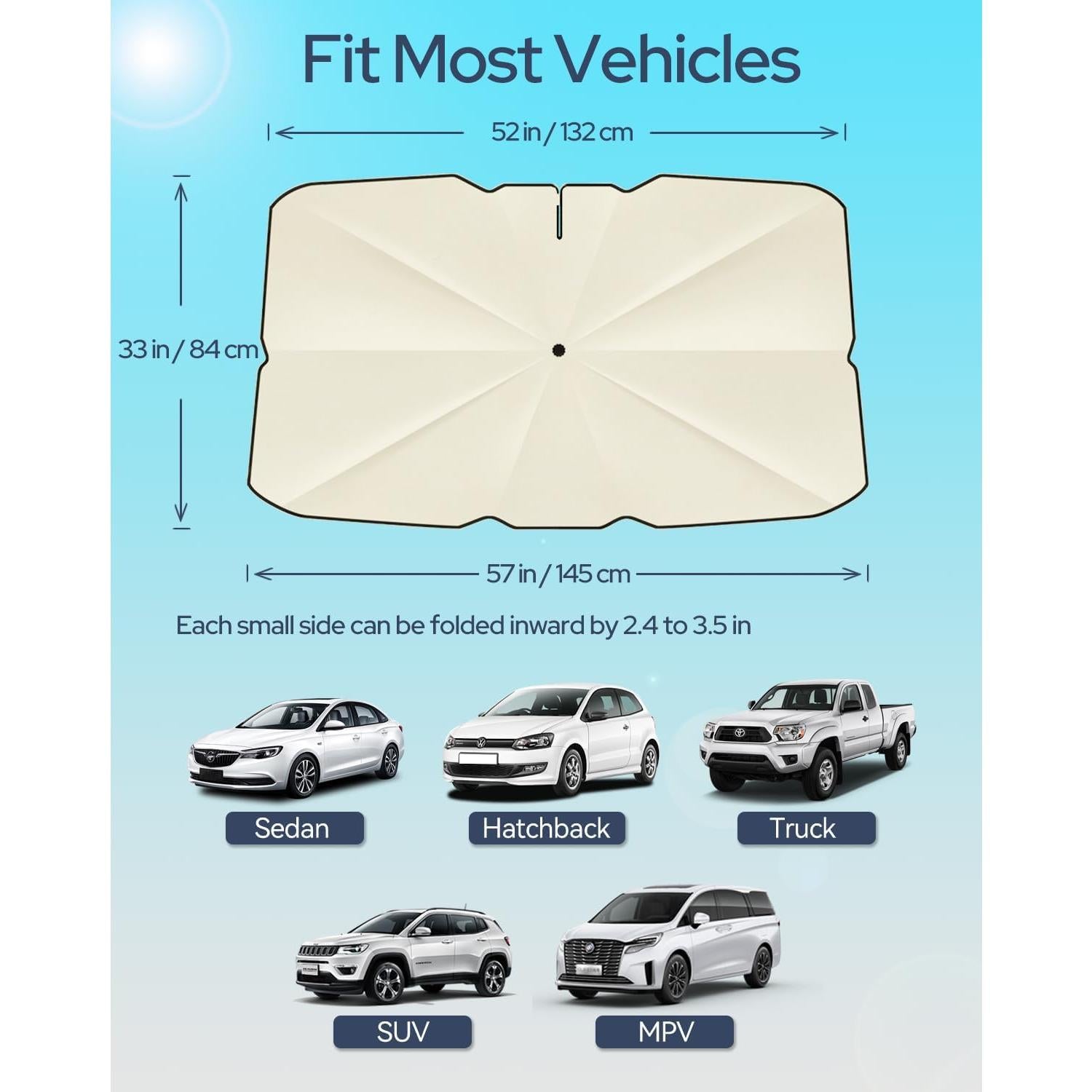 Sombra Retráctil para Parabrisas de Coche Utos 145x84cm