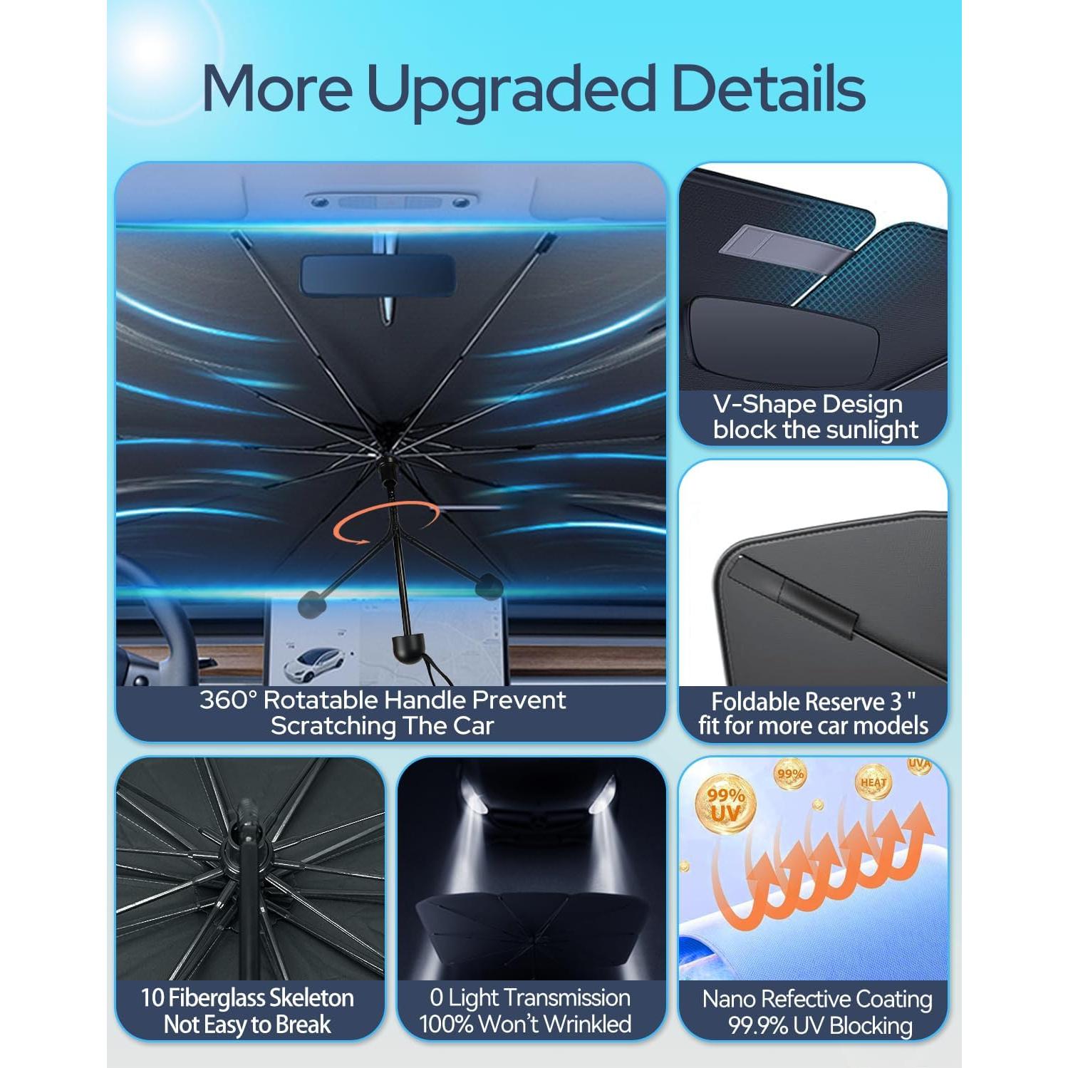 Sombra Retráctil para Parabrisas de Coche Utos 145x84cm