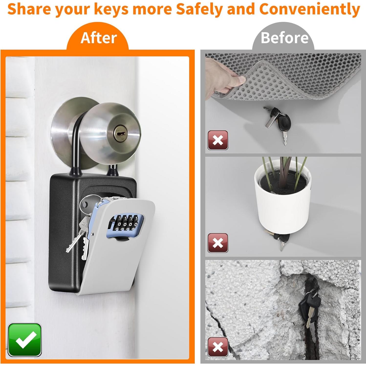 Caja de Llave Portátil Fayleeko Gris, Cerradura a Prueba de Agua