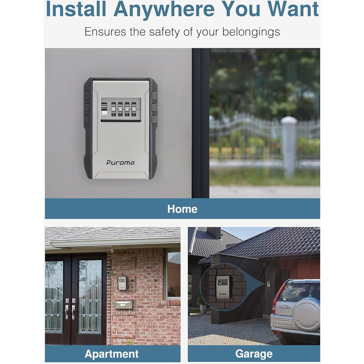 Caja de Llaves Puroma Montada en Pared con Combinación 4 Dígitos