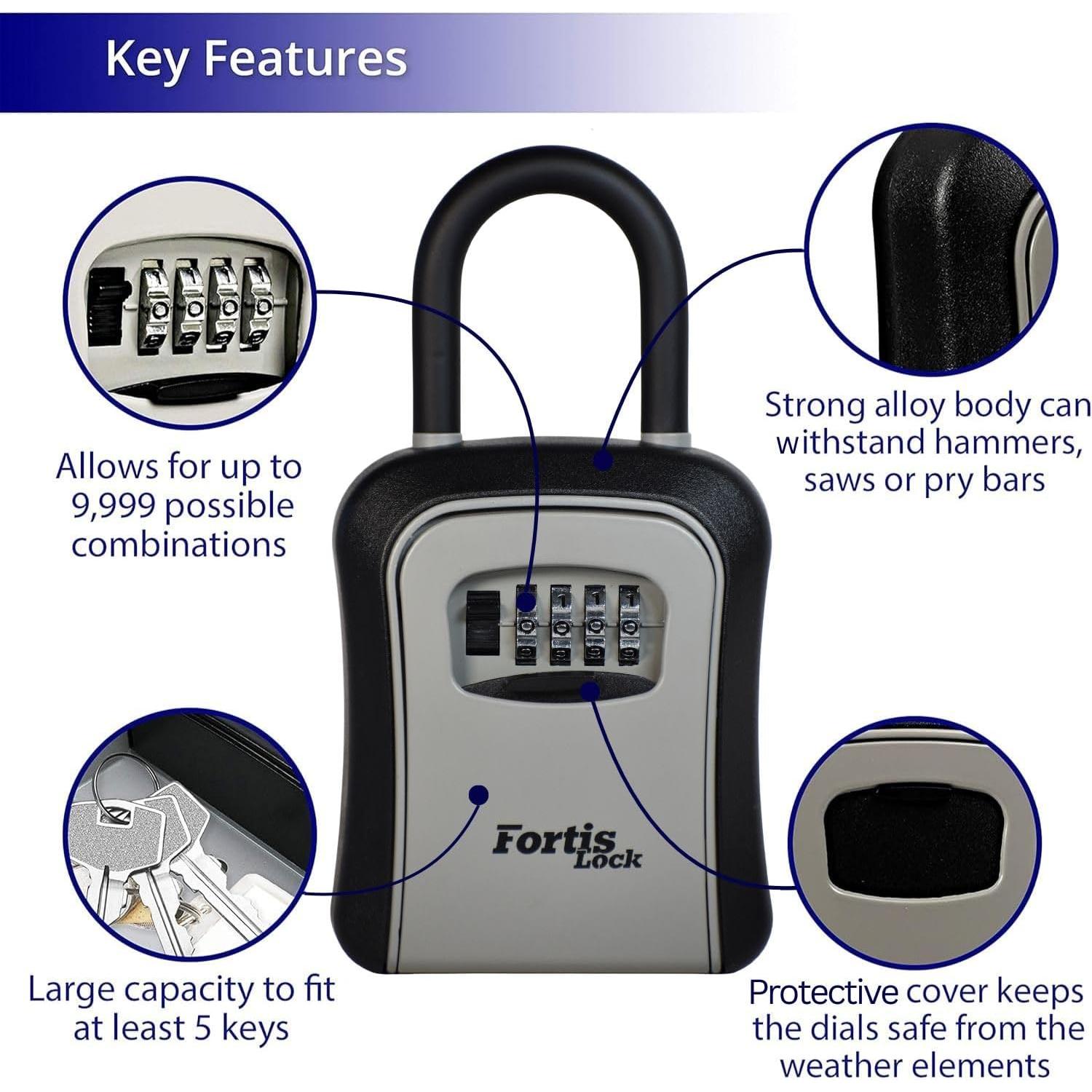 Caja de Seguridad Portátil Fortis Lock - Combinación Reajustable