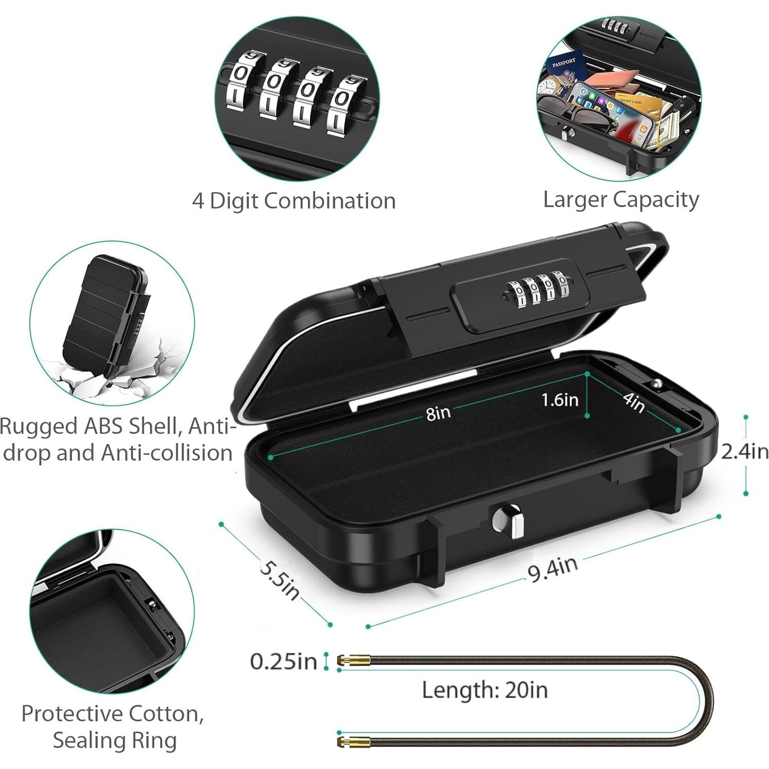 Caja de Seguridad Portátil ORIA, Impermeable, 4 Dígitos, 0.64 kg