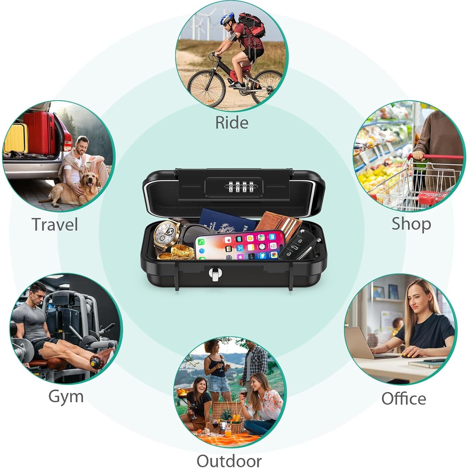 Caja de Seguridad Portátil ORIA, Impermeable, 4 Dígitos, 0.64 kg