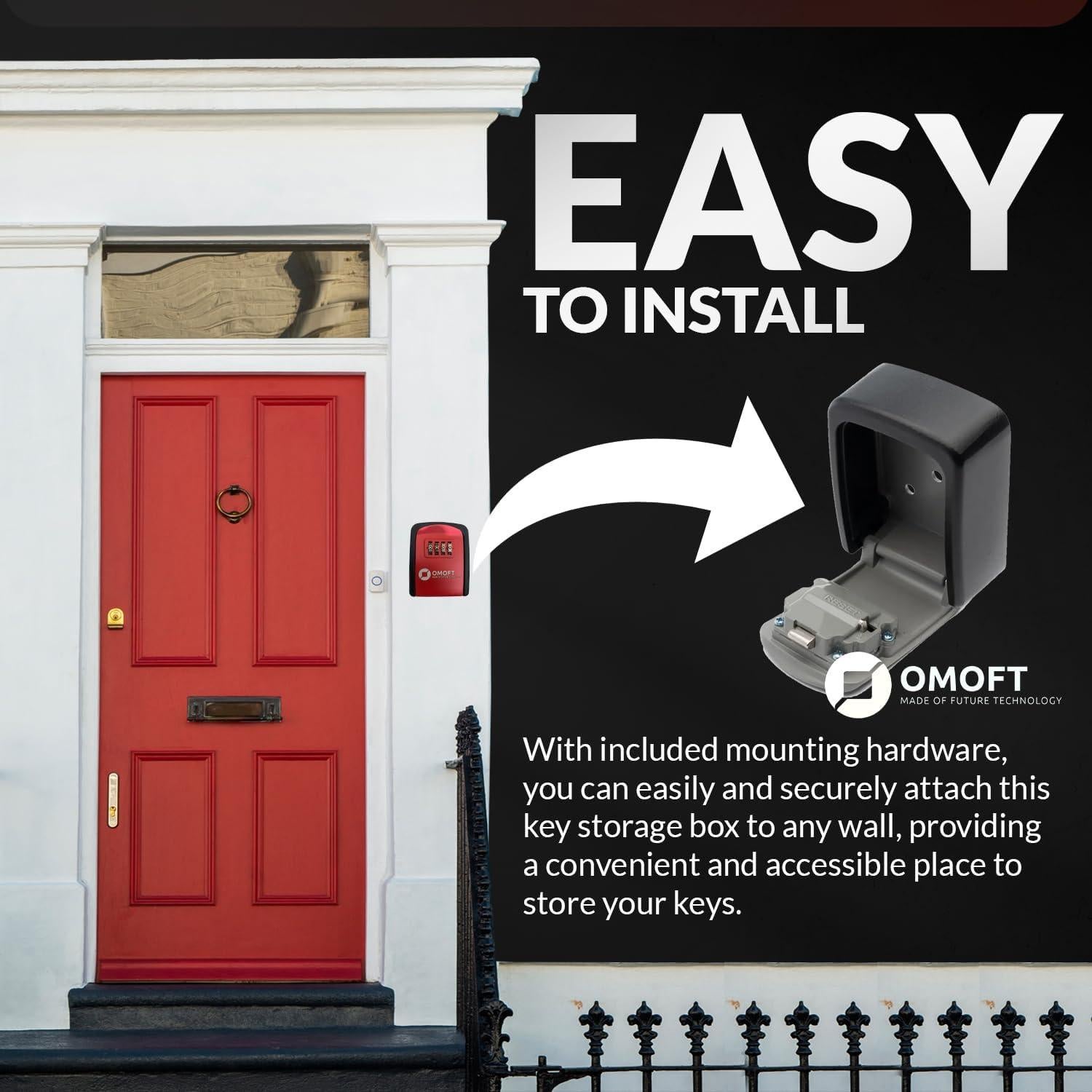 Caja de Almacenamiento de Llaves Omoft, Cerradura 4 Dígitos, Metal