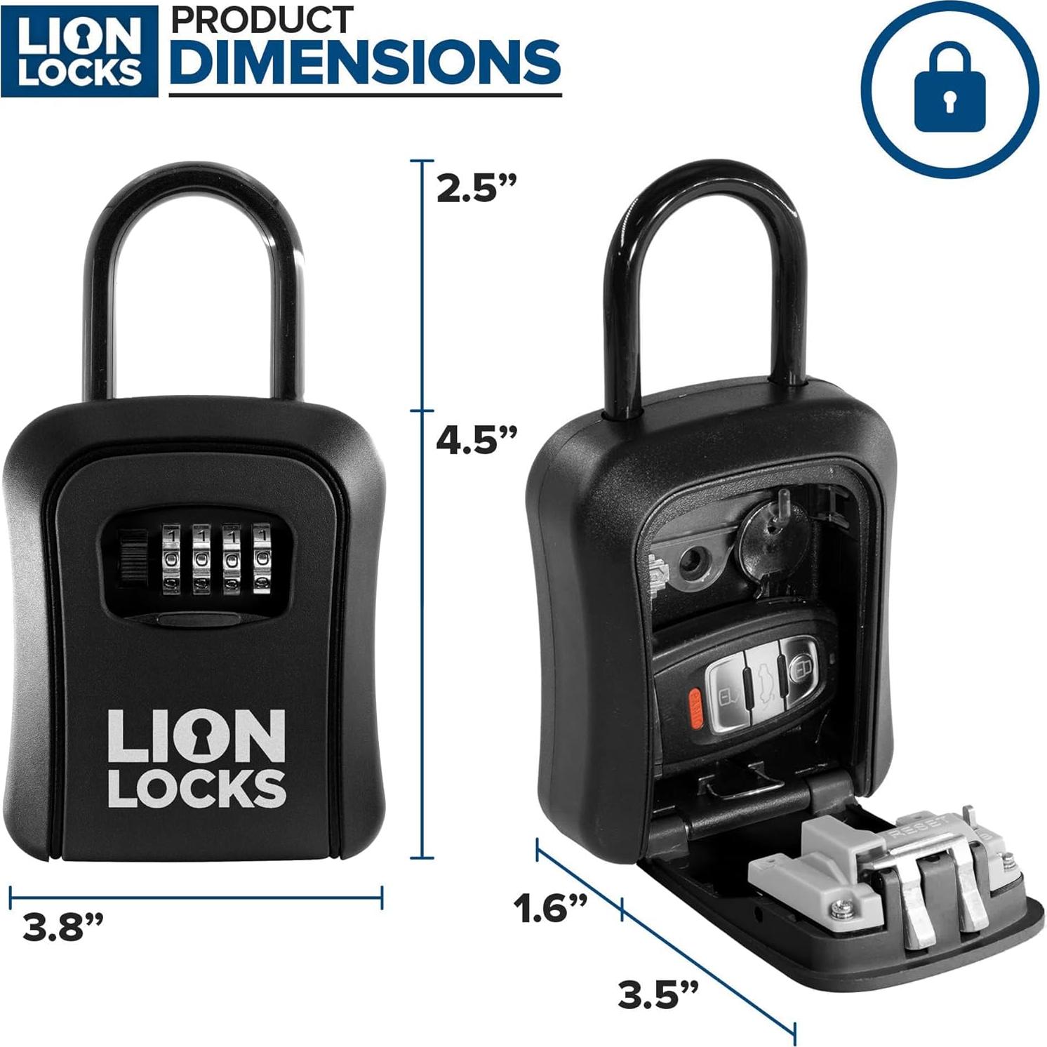 Caja de Seguridad para Llaves Lion Locks, Paquete de 6, Negro
