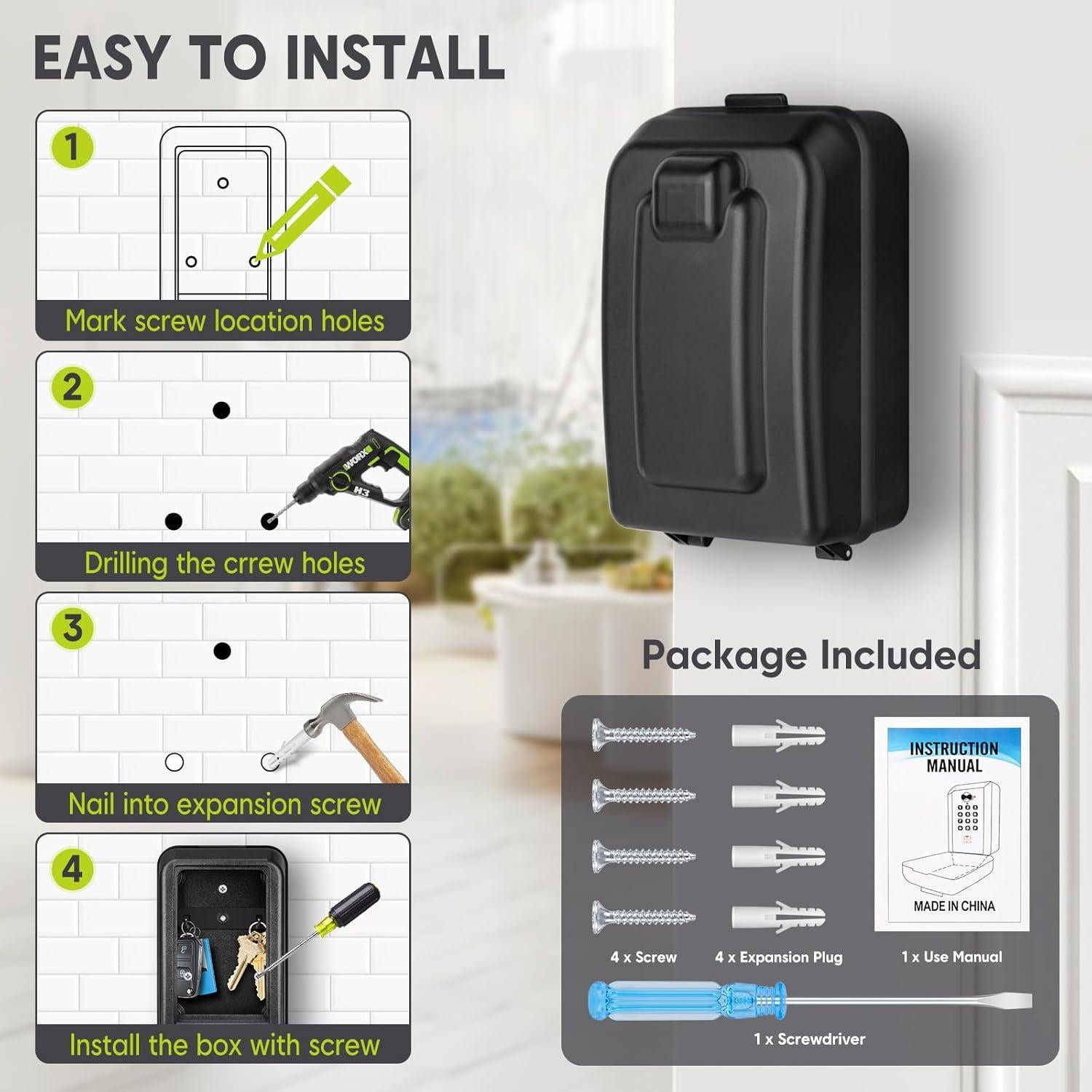 Caja de Llave Resistente al Agua BKNOOU 8109 con Código 12 Dígitos