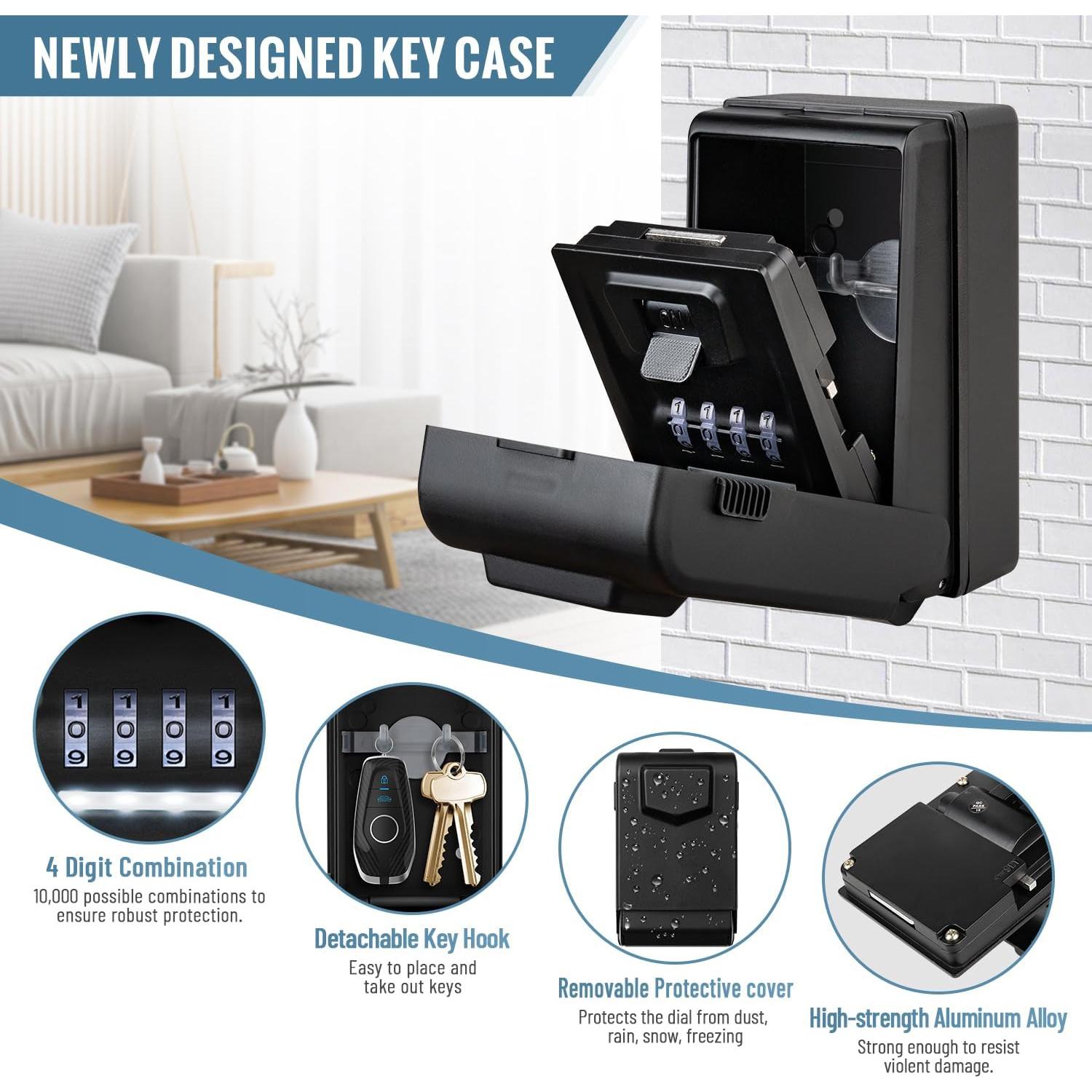 Caja de Llave con Cerradura HUANLANG Montaje en Pared Impermeable