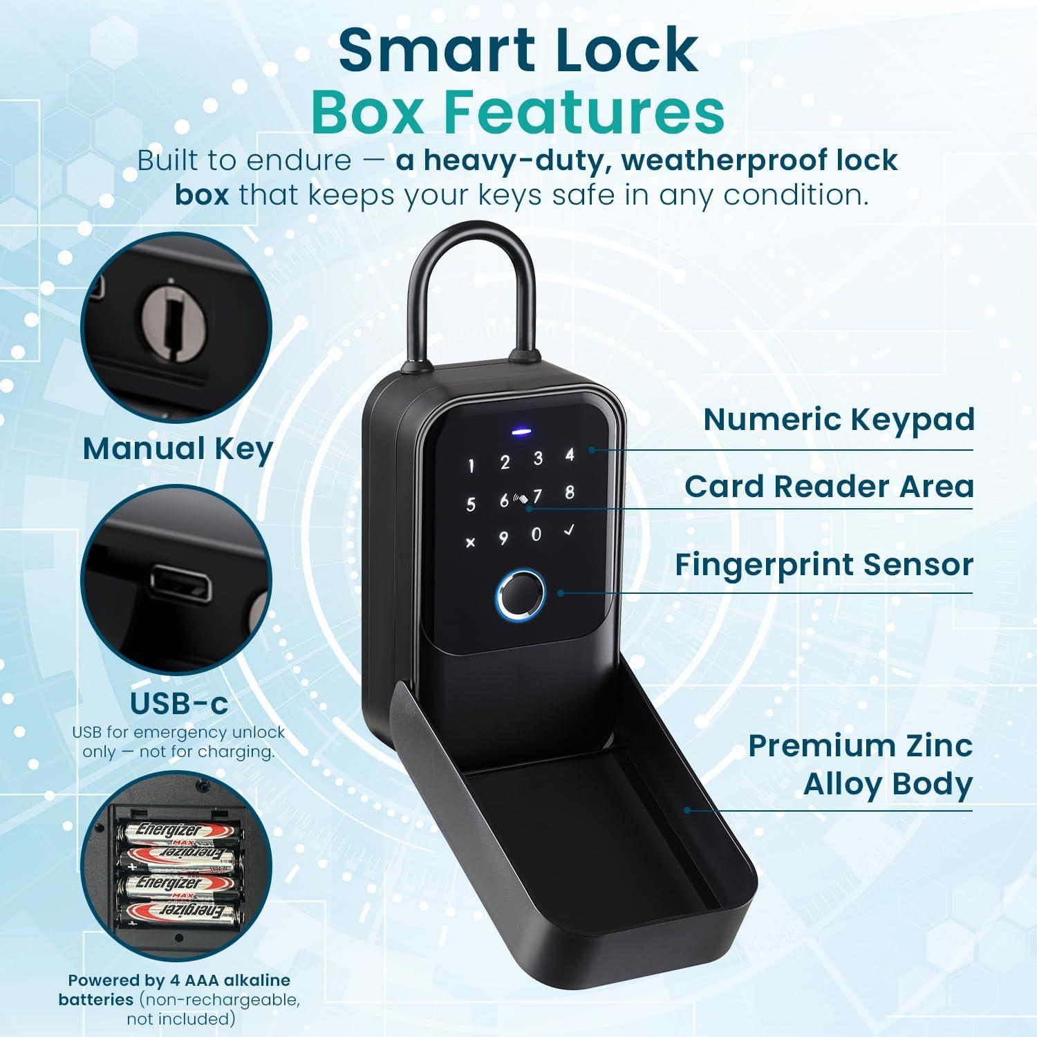 Caja de Seguridad Digital Inalámbrica WARDVANCE - Cerradura Inteligente con App y Huella Digital