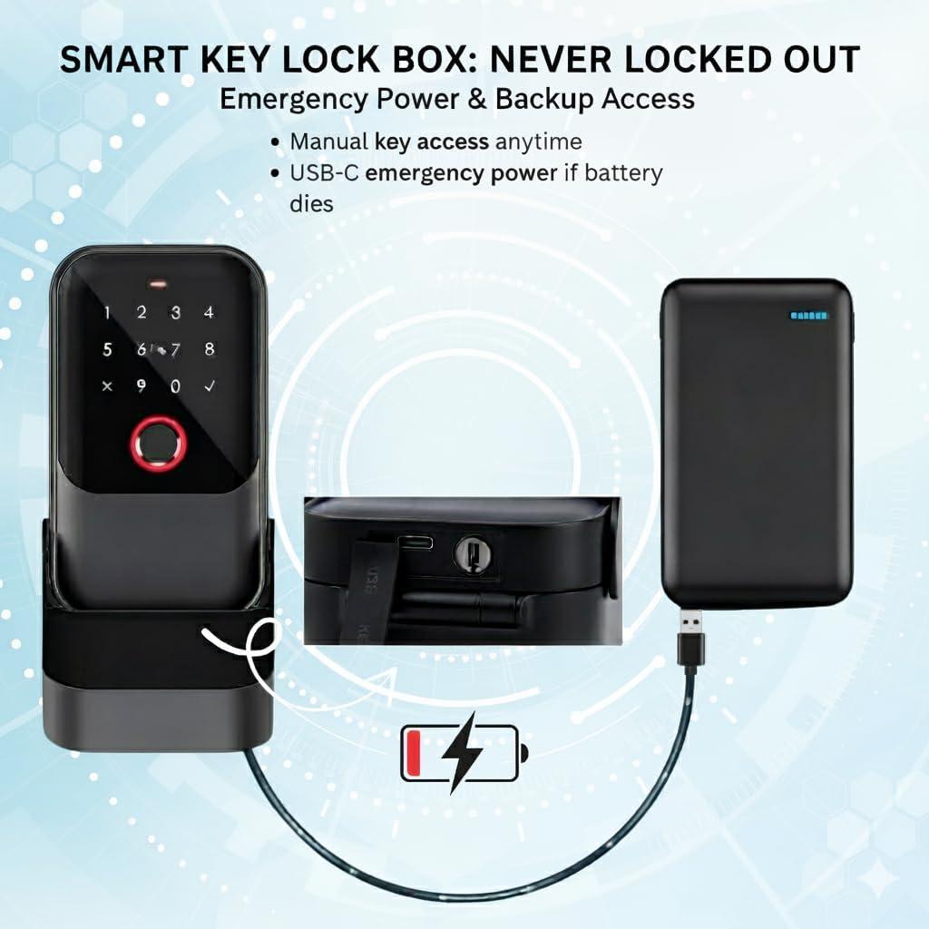 Caja de Seguridad Digital Inalámbrica WARDVANCE - Cerradura Inteligente con App y Huella Digital