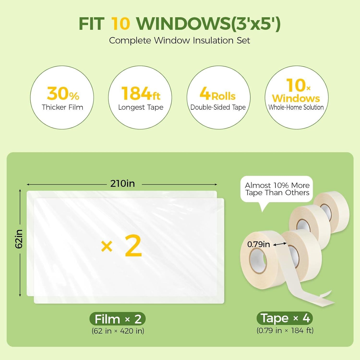 Kit Aislante de Ventanas FLYZZZ para 10 Ventanas Estándar