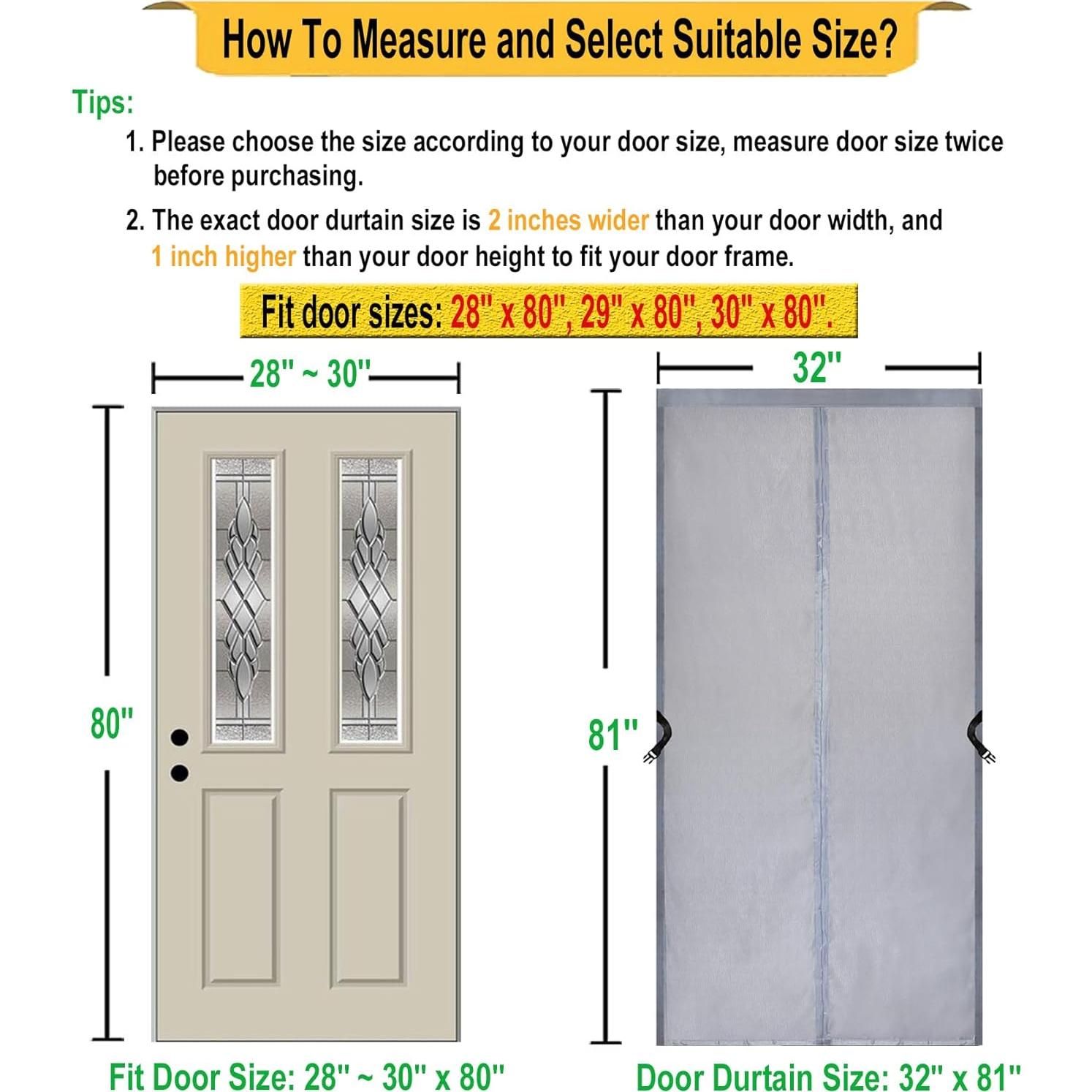 Cortina de Puerta Aislada Magnética SANJINFON 81x205 cm Gris