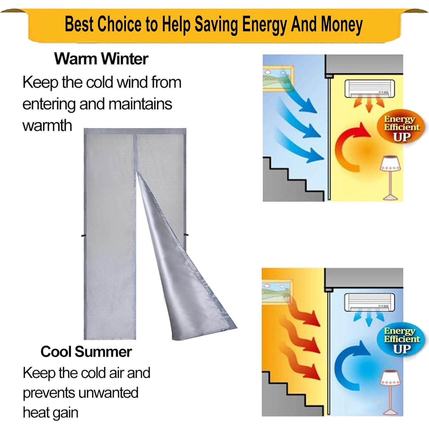 Cortina de Puerta Aislada Magnética SANJINFON 81x205 cm Gris