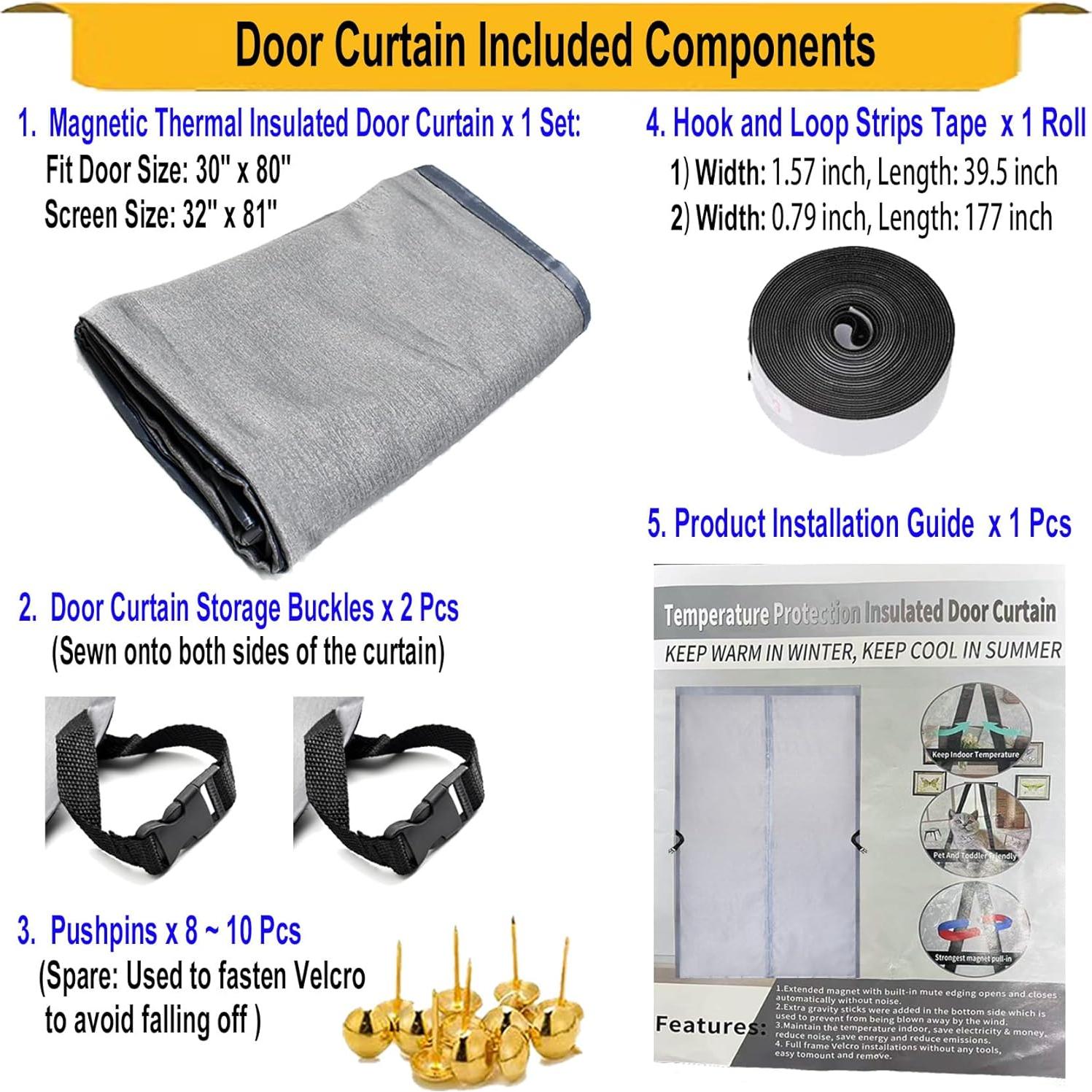 Cortina de Puerta Aislada Magnética SANJINFON 81x205 cm Gris
